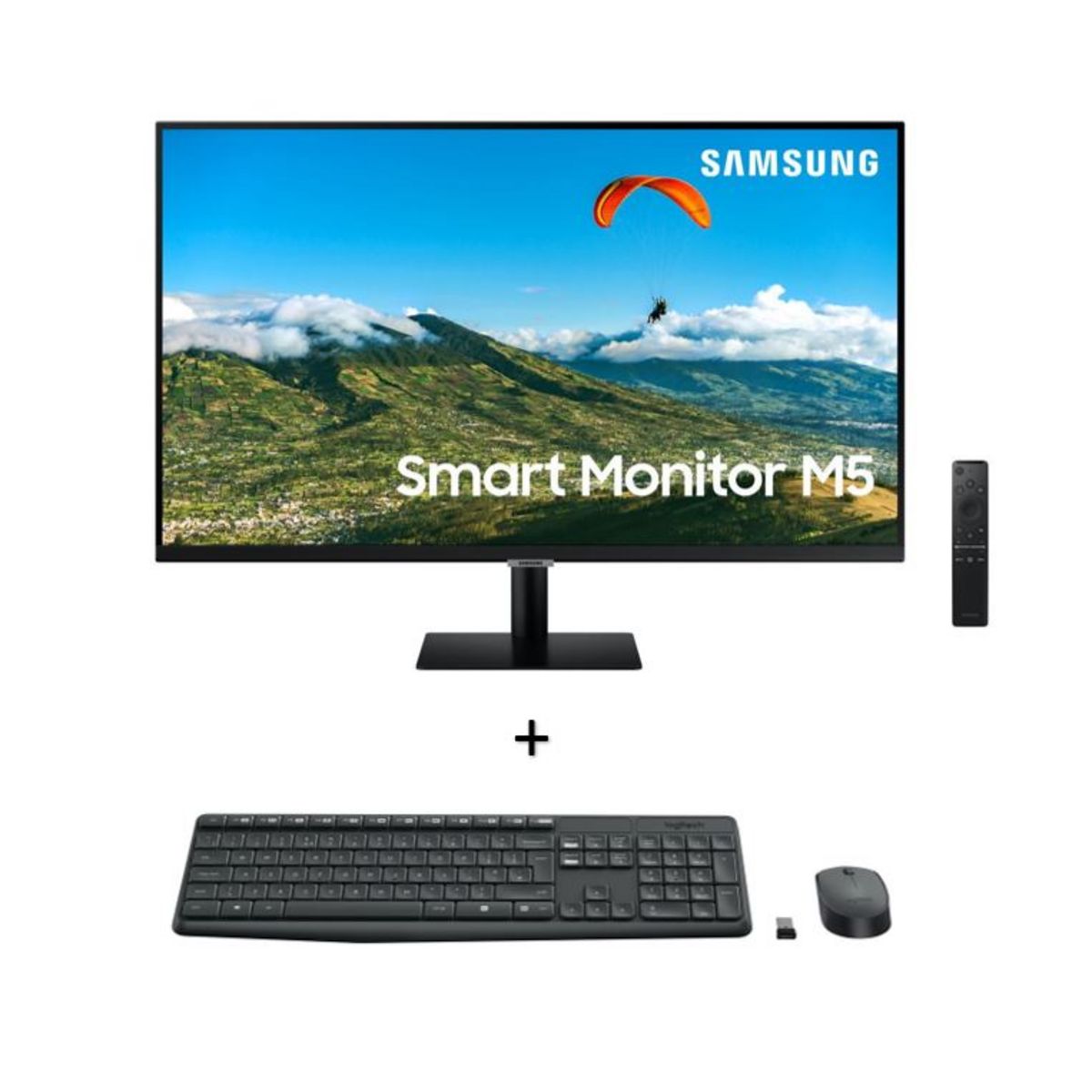 SAMSUNG Ecran PC LS27AM500NRXEN Noir + Clavier et souris sans fil LOGITECH MK235 