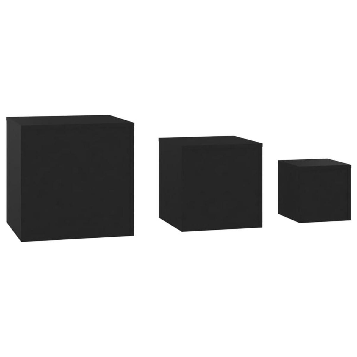 VIDAXL Tables d'appoint 3 pcs Noir Bois d'ingenierie