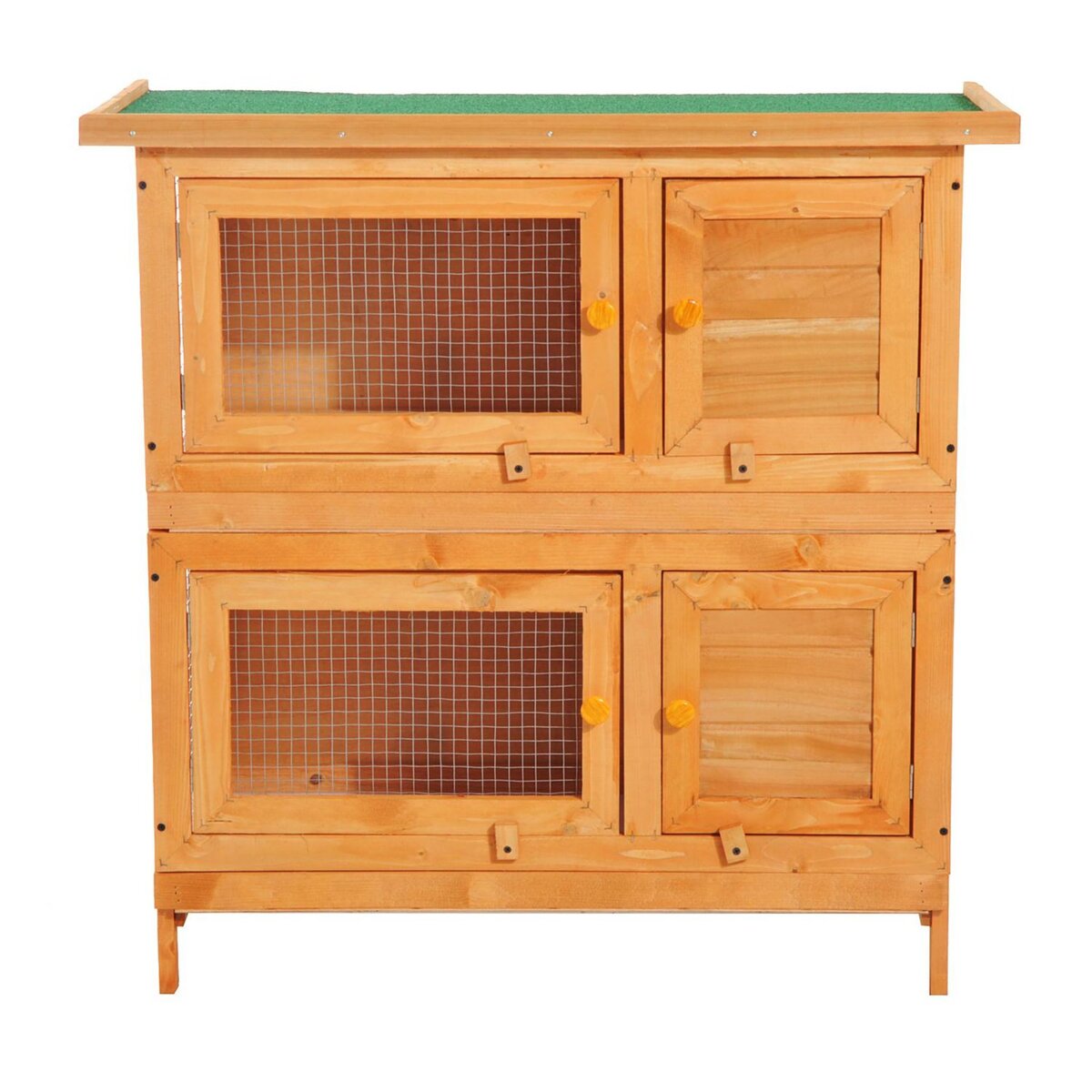 PAWHUT Clapier à lapin cage à lapin double niveau plateaux coulissants 4 portes verrouillables toit ouvrant 90L x 45l x 90H cm