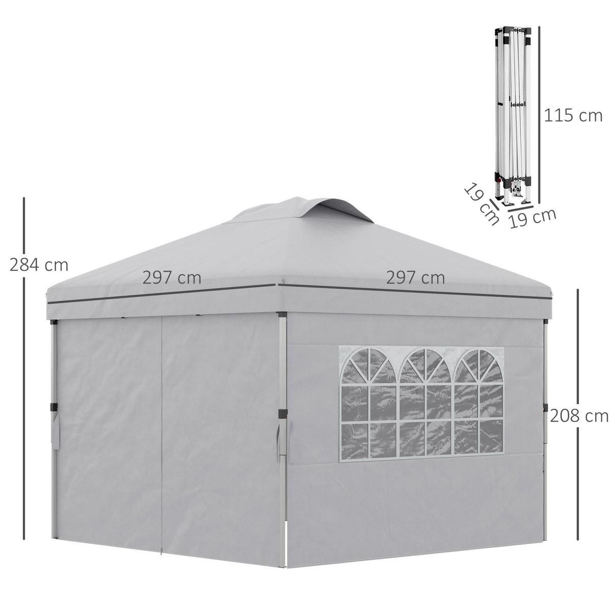 OUTSUNNY Tonnelle barnum pop-up pliant 2,97L x 2,97l x 2,84H m sac transport inclus gris