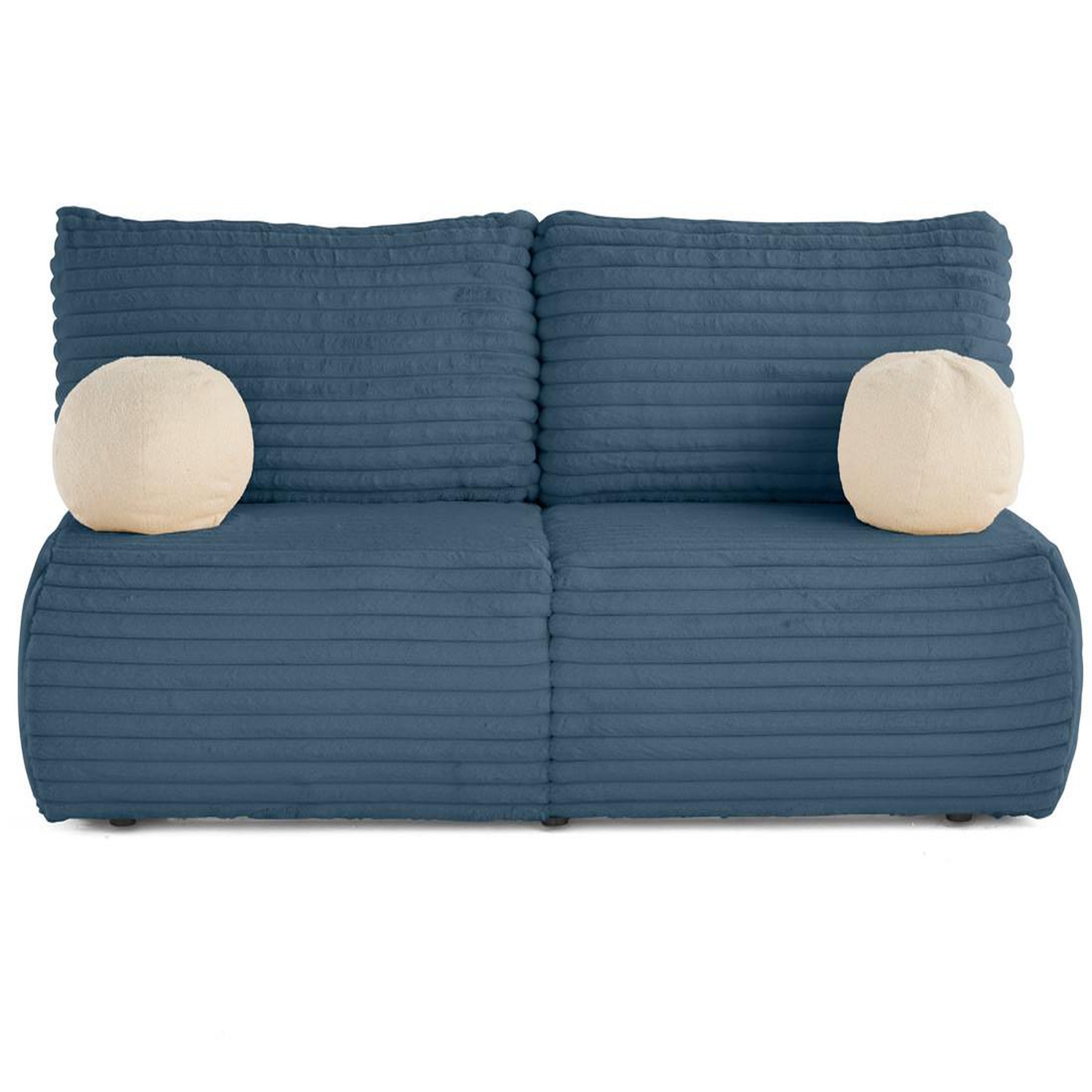 Voir la diapositive 1 : BEST MOBILIER Marvin - canapé 3 places convertible et coffre en fausse fourrure côtelée avec 2 coussins boule inclus