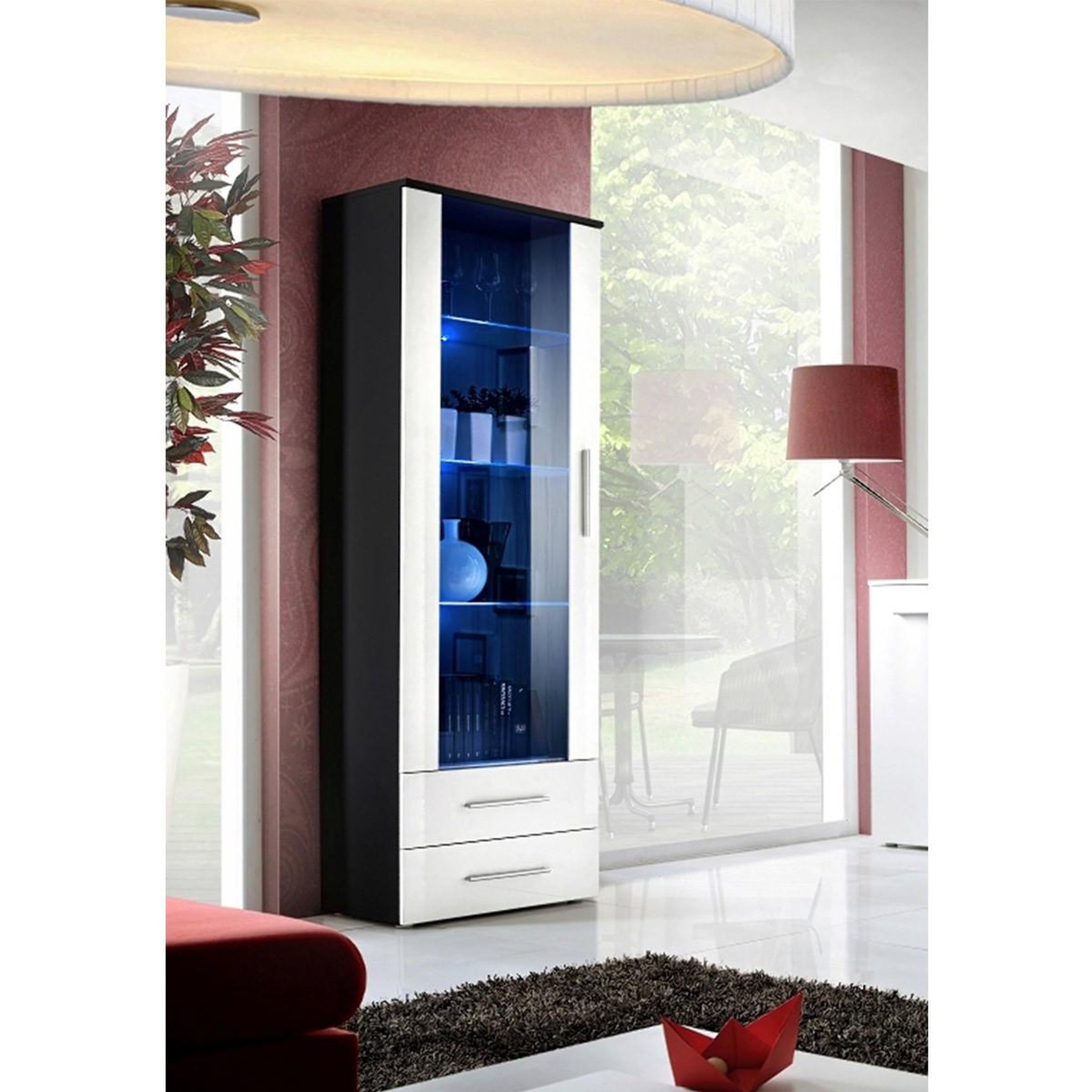 Paris Prix Vitrine led design  neo  190cm noir & blanc brillant