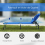 Voir la diapositive 5 : HOMCOM Transat de jardin chaise longue pliante bain de soleil pour lecture bleu