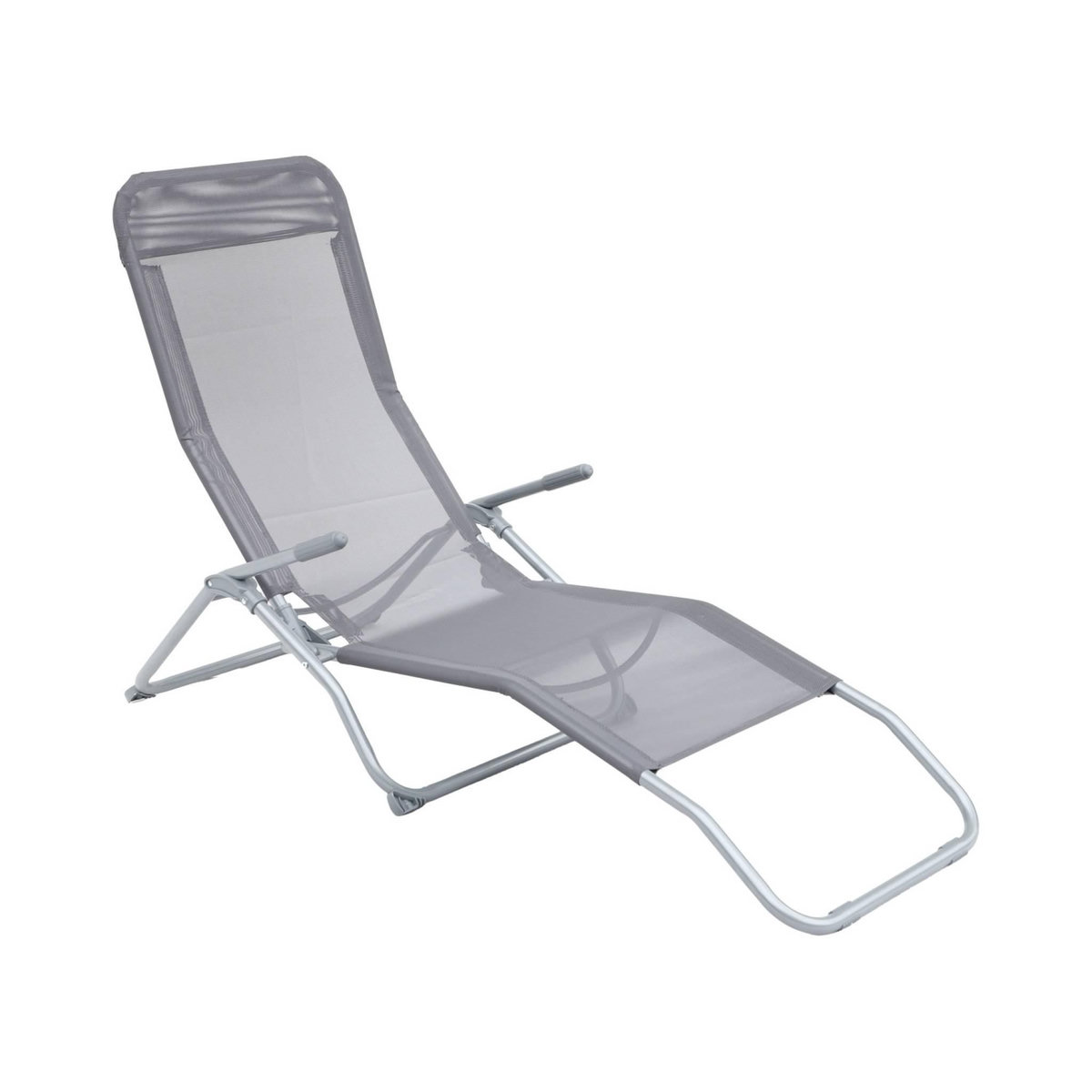SWEEEK Lot de 2 bains de soleil pliants - Levito Gris Anthracite - Transats textilène 2 positions. chaises longues