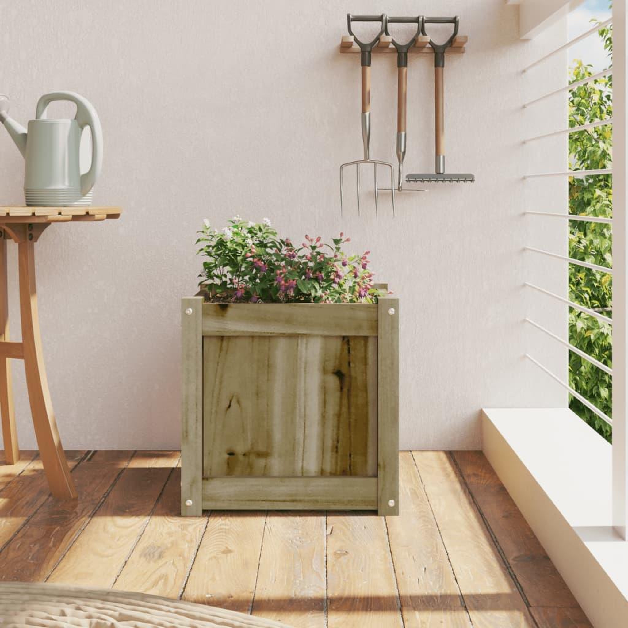 Voir la diapositive 3 : VIDAXL Jardiniere 40x40x40 cm bois de pin impregne