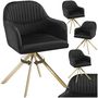 Voir la diapositive 1 : tectake Chaise pivotante en velours rembourrée noir/or Lot de 4