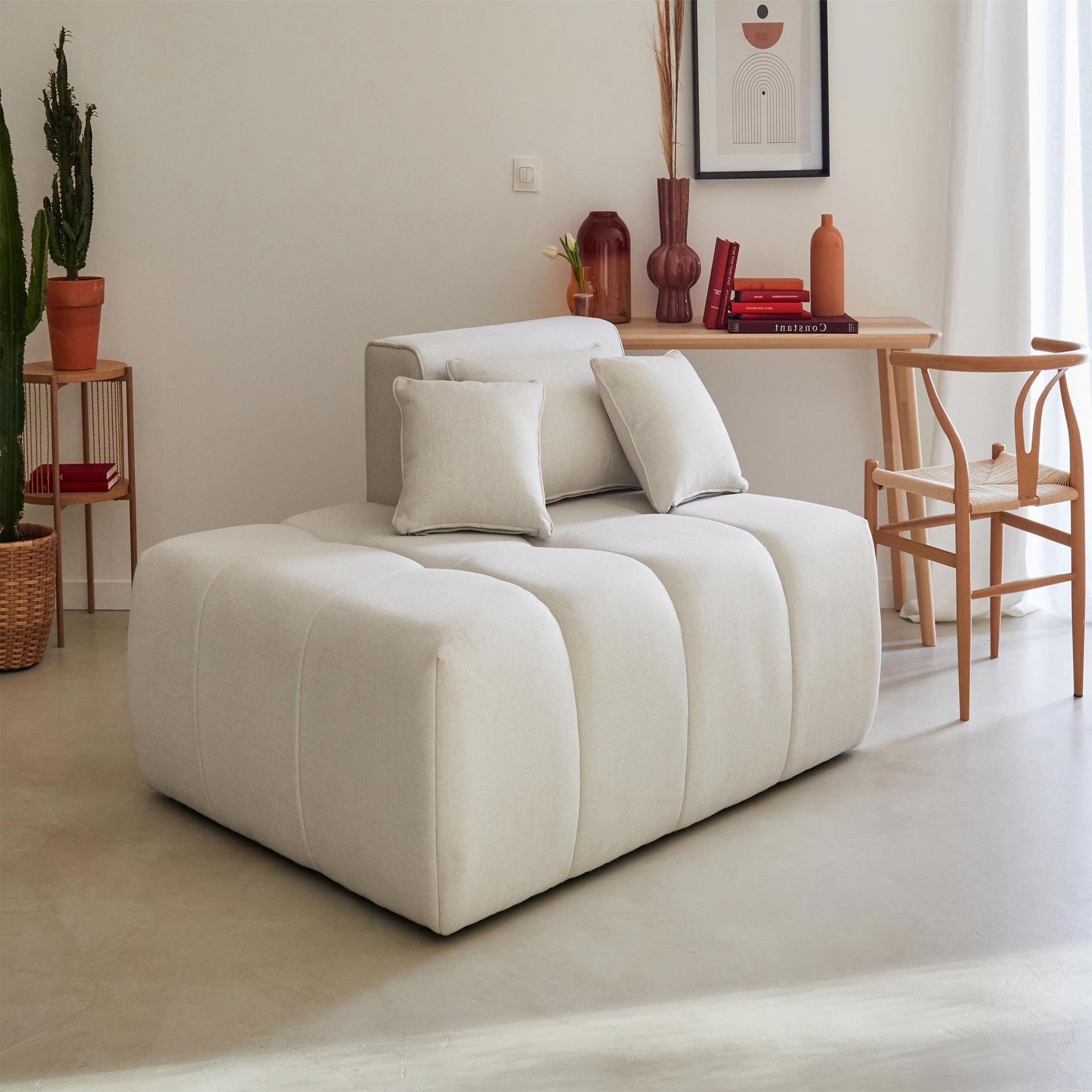 LISA DESIGN Caracas - module d'assise gauche - en tissu. Coloris disponibles : Noir
