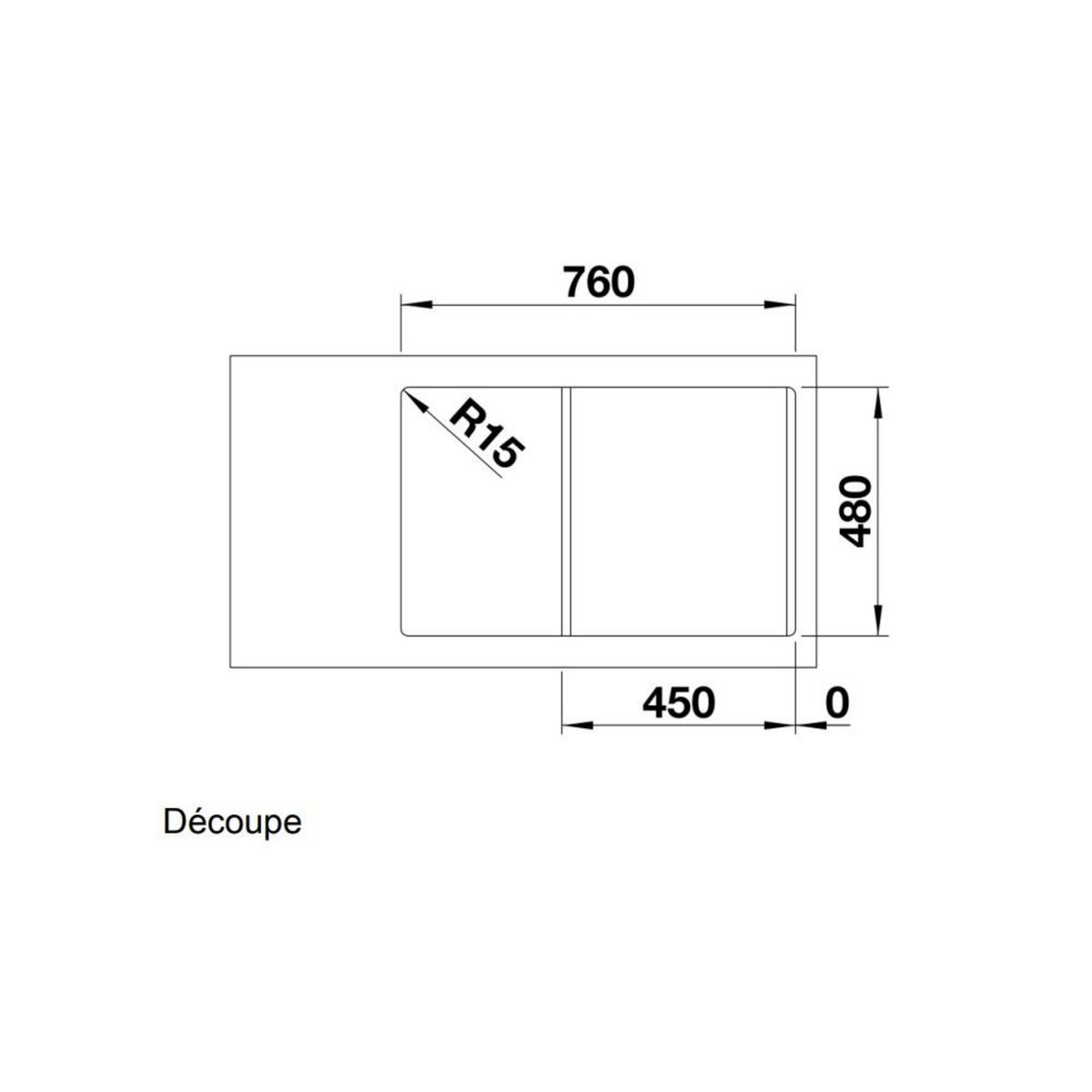Blanco Evier à encastrer 78cm silgranit noir - 526083
