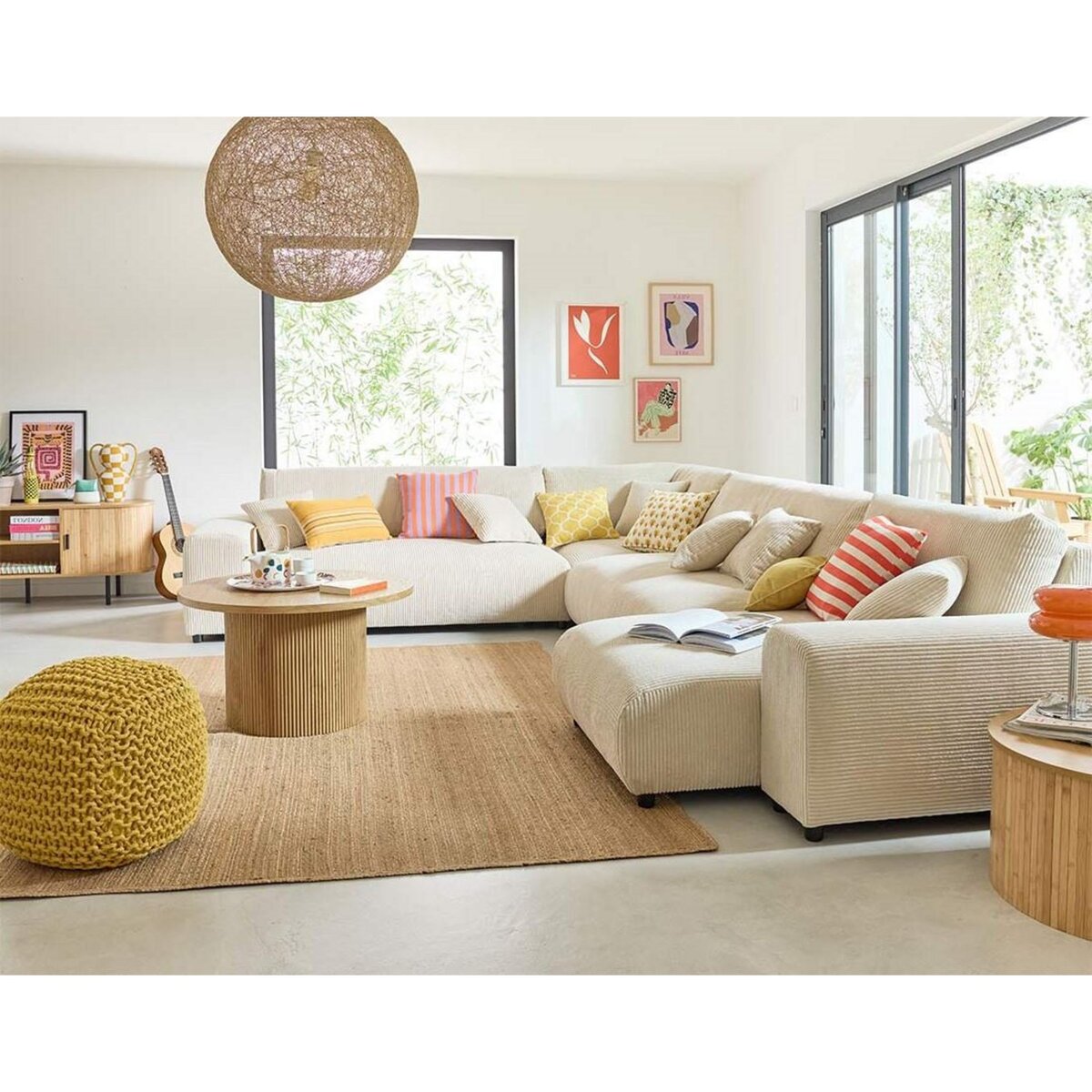 LISA DESIGN Garance - canapé modulable d'angle gauche - 8 places - en velours côtelé