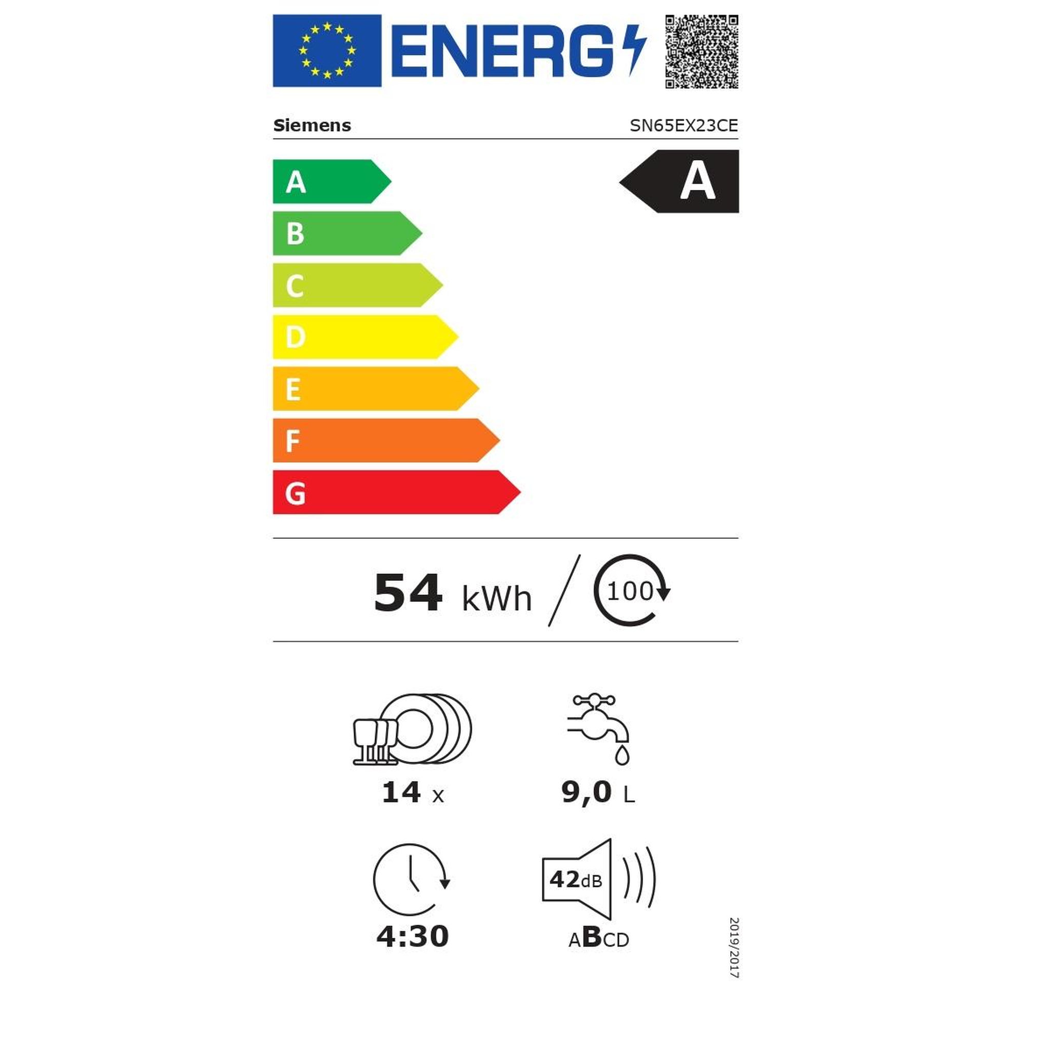 Voir la diapositive 2 : Siemens Lave-vaisselle 60cm 14 couverts 42db tout intégrable - sn65ex23ce