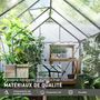 Voir la diapositive 6 : OUTSUNNY Serre de jardin polycarbonate alu 4,8 m² dim. 2,53L x 1,9l x 1,99H m lucarne réglable fondation porte coulissante gris