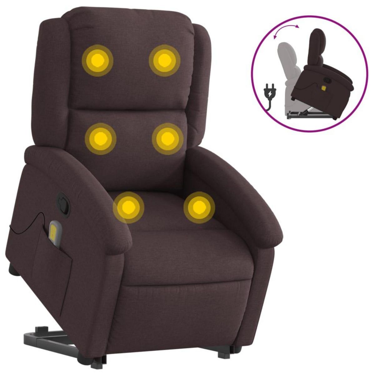 VIDAXL Fauteuil inclinable de massage Marron fonce Tissu