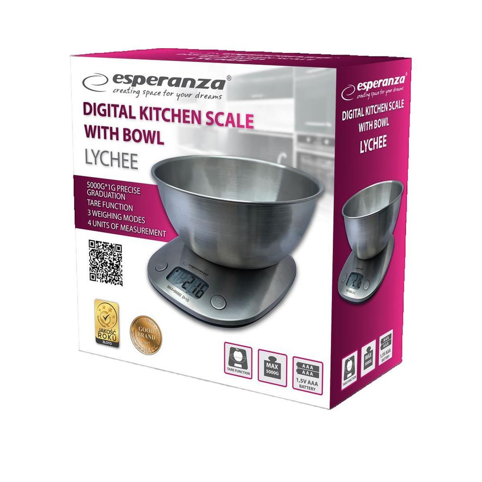 Voir la diapositive 3 : ESPERANZA Balance de cuisine Esperanza eks008 en acier inoxydable 5 kg