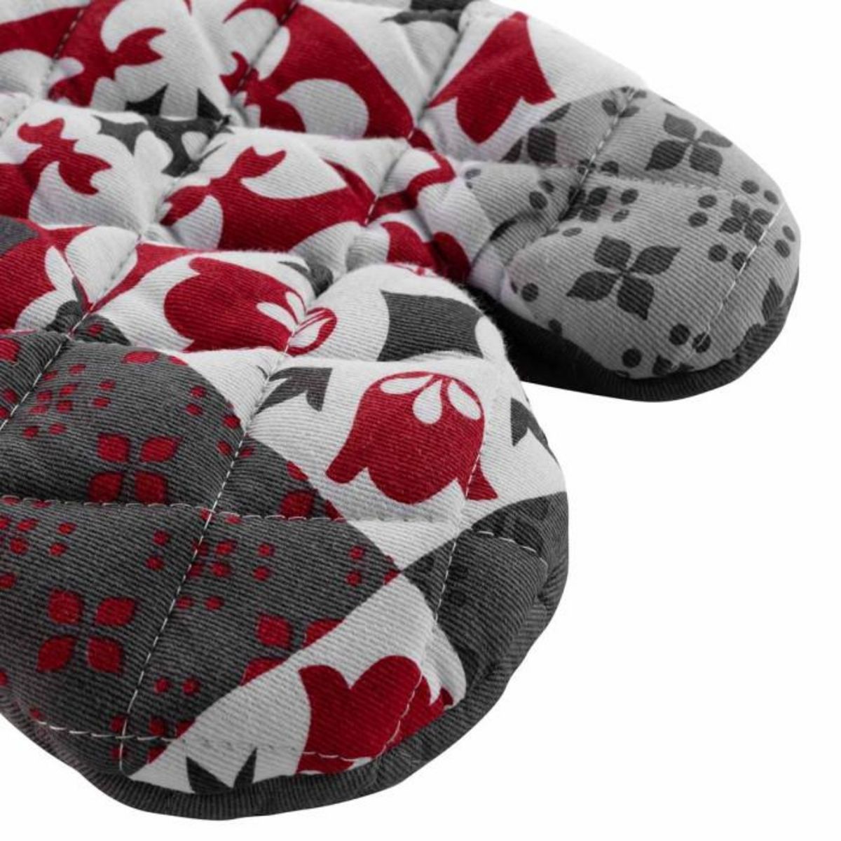 Paris Prix Gant de Cuisine  Credence  30cm Gris & Rouge