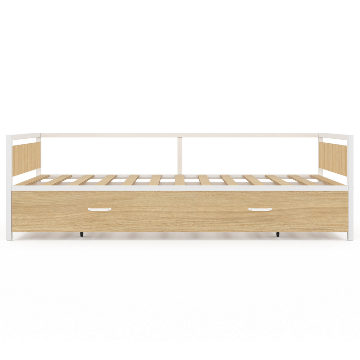 ID MARKET Lit banquette 90 x 190 cm DETROIT convertible 180 x 190 cm hêtre et blanc style industriel