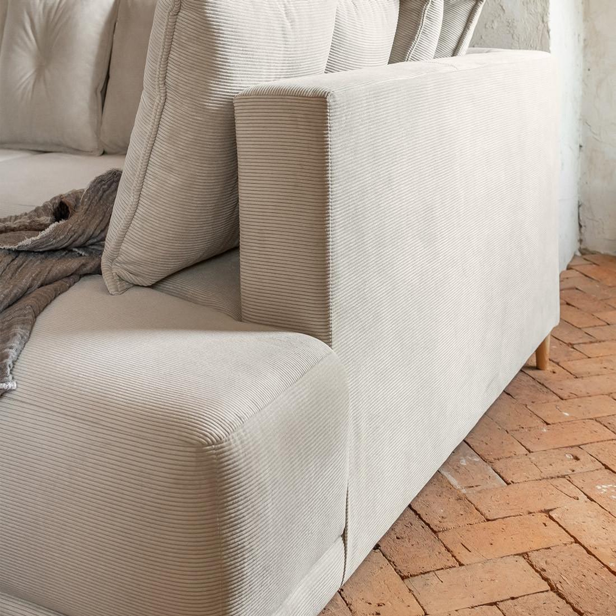 Voir la diapositive 6 : BEST MOBILIER Lena - canapé d'angle droit 5 places - convertible avec coffre - en velours côtelé