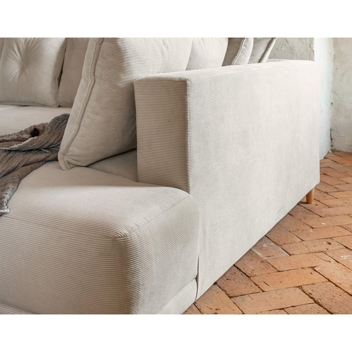 BEST MOBILIER Lena - canapé d'angle droit 5 places - convertible avec coffre - en velours côtelé