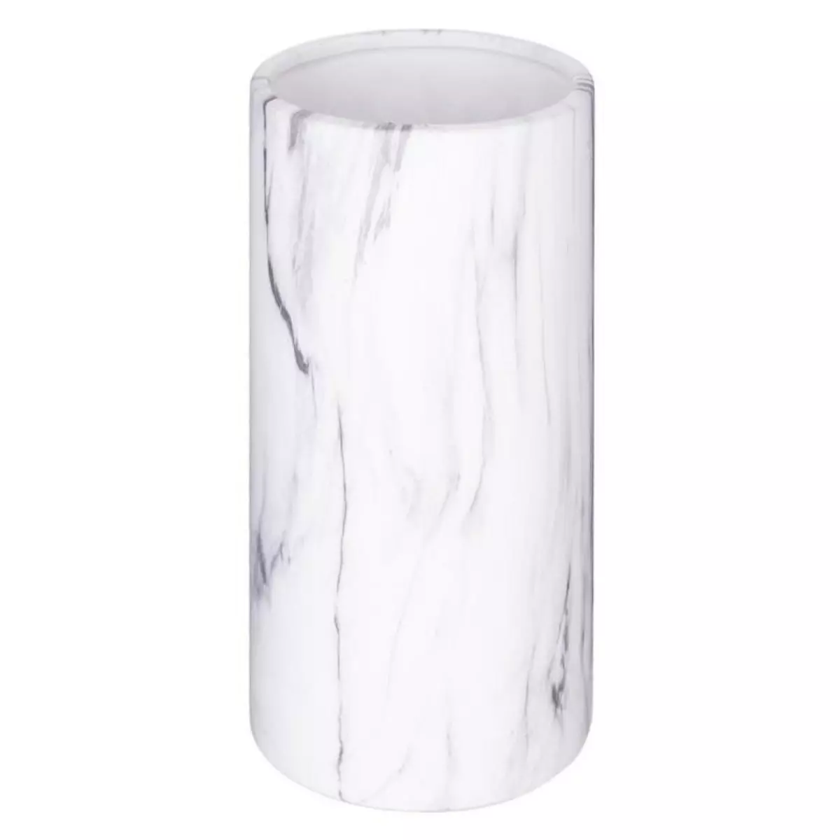  Vase Déco Cylindrique  Effet Marbre  20cm Blanc