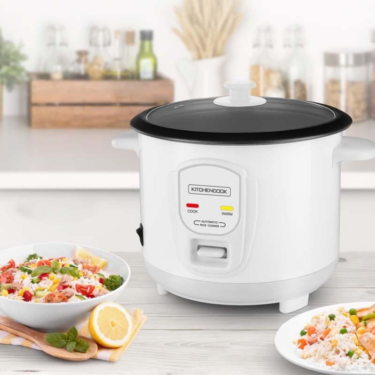 KITCHENCOOK Kitchencook - Cuiseur à Riz 1l - 400w - Cuve Métal - Maintien Au Chaud - Corps En Métal - Revêtement Antiadhésif