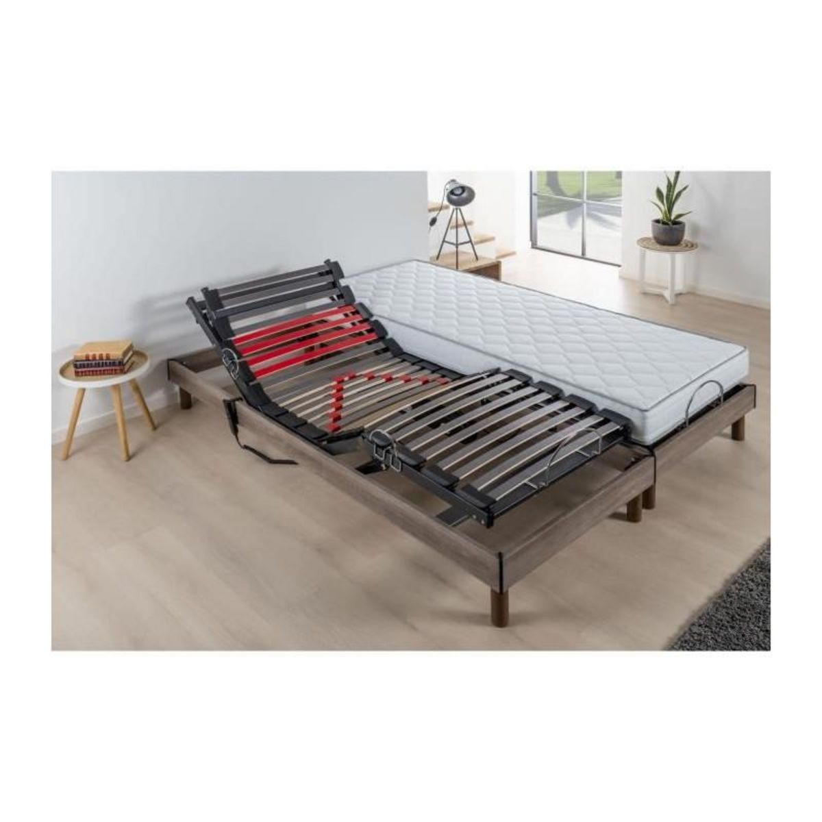 DEKO DREAM DEKO DREAM Ensemble matelas+sommier relaxation électrique COMFORT Samba - 2x80x200 cm - Matelas mousse