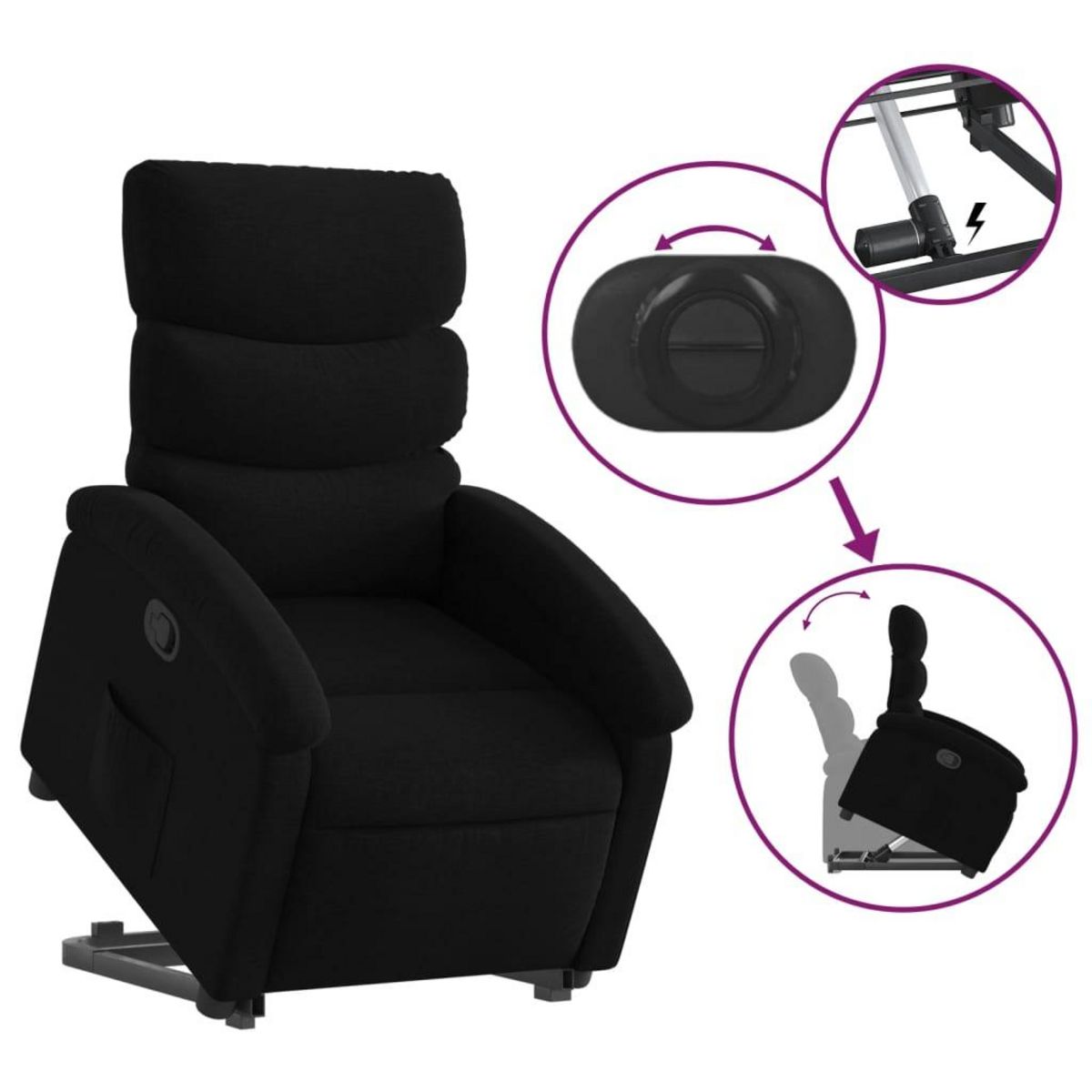 VIDAXL Fauteuil inclinable noir tissu