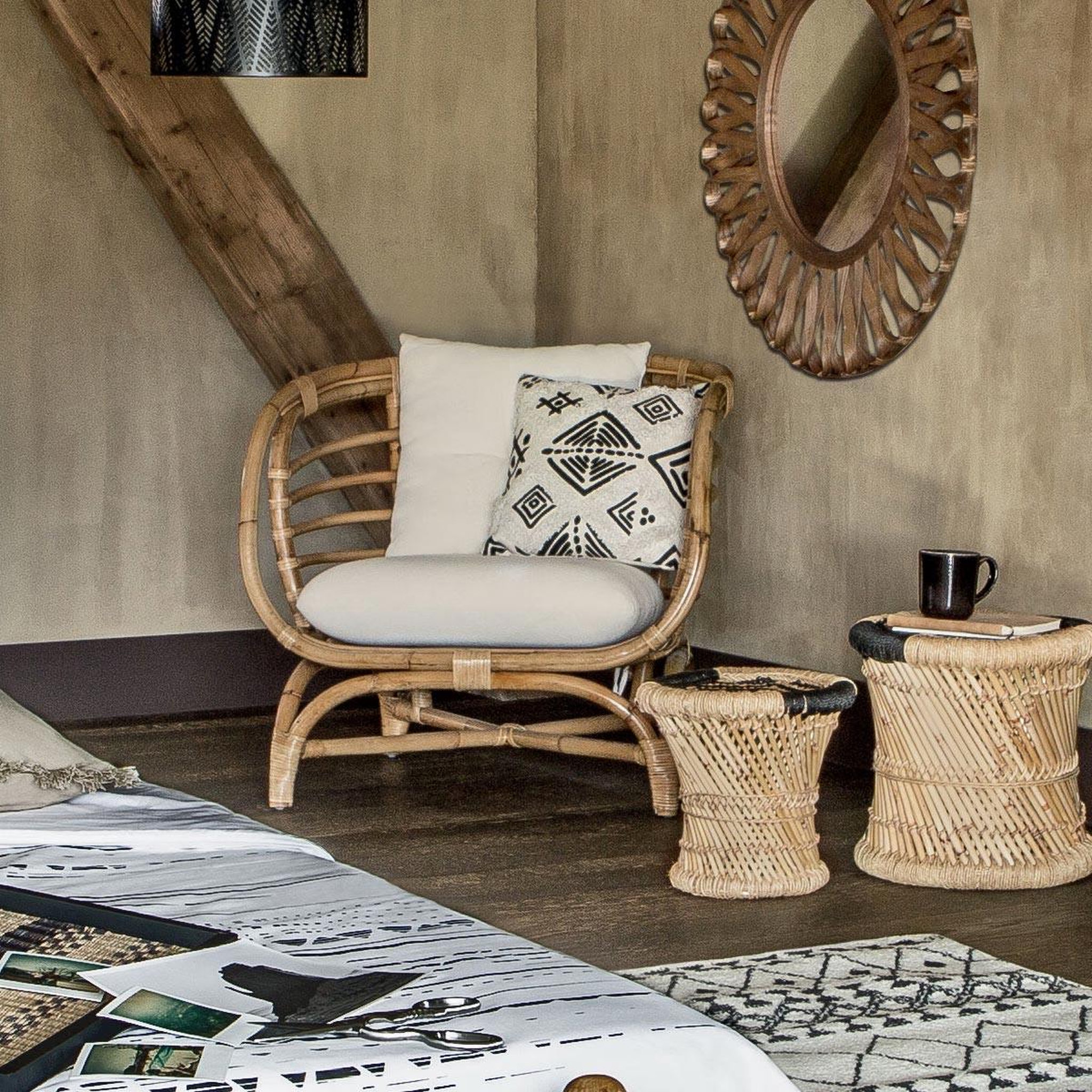 Voir la diapositive 3 : ATMOSPHERA Fauteuil design en rotin  farah  79cm naturel