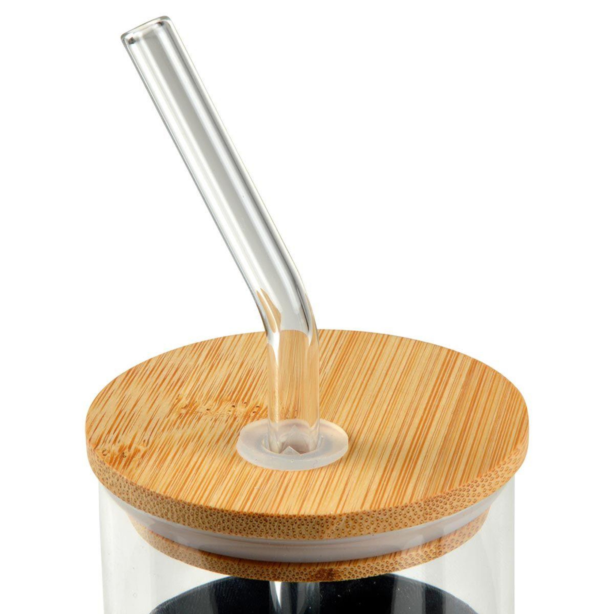 Voir la diapositive 3 : HOMEA Gourde & paille en verre  silicone  0,5l anthracite