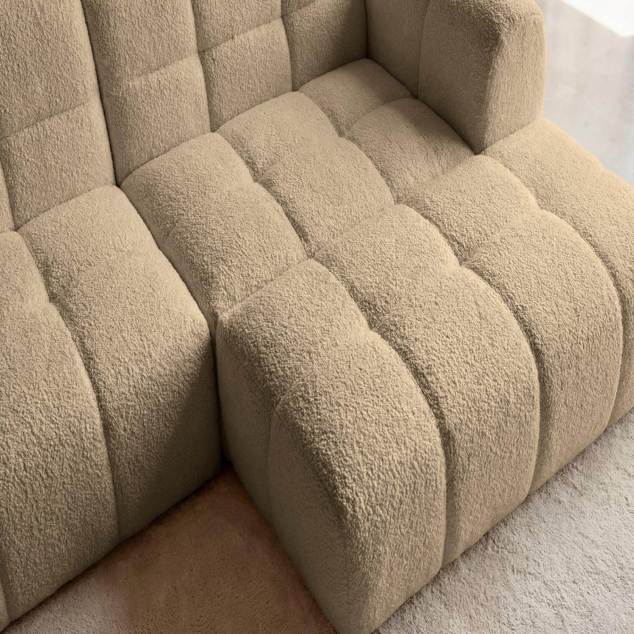 Voir la diapositive 6 : CASANOVA PARIS Alexia mini - canapé d'angle tissu bouclette 3 places