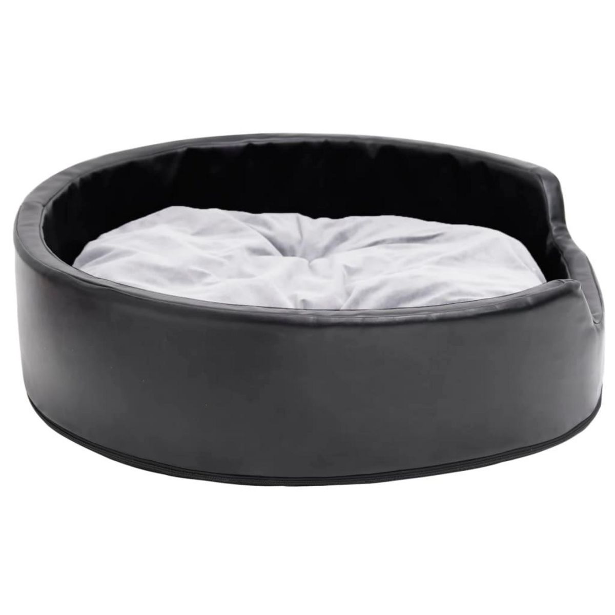 VIDAXL Lit pour chiens Noir et gris 79x70x19 cm Peluche et similicuir