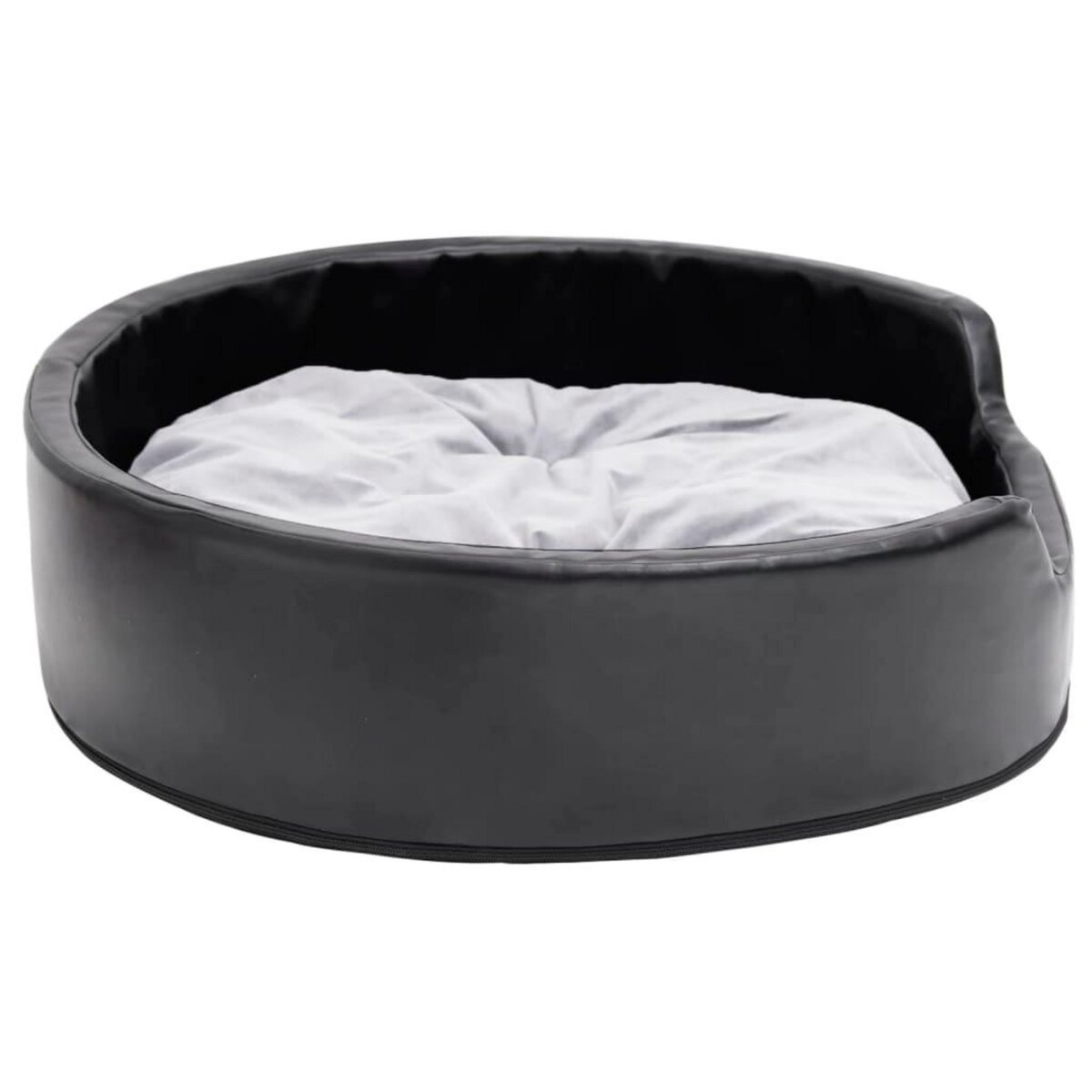 VIDAXL Lit pour chiens Noir et gris 79x70x19 cm Peluche et similicuir