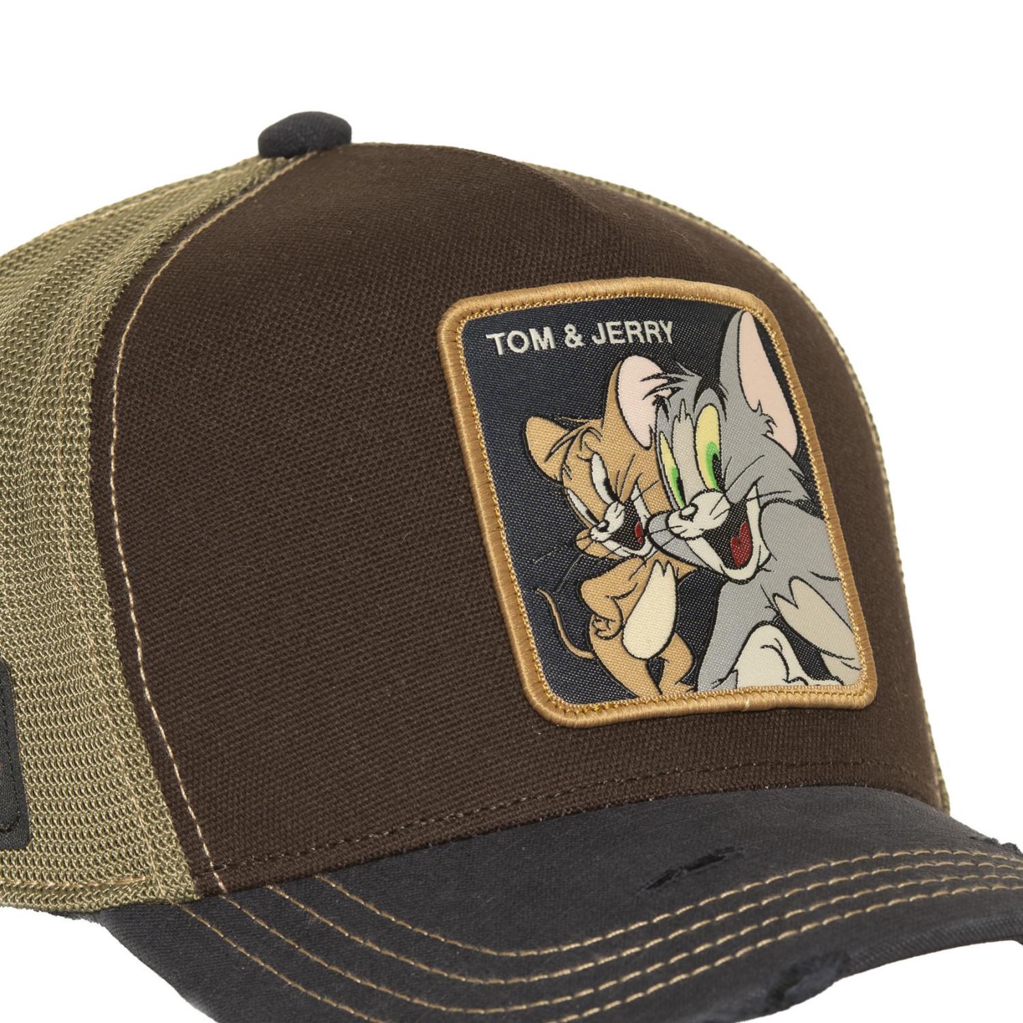Voir la diapositive 3 : CAPSLAB Casquette trucker premium avec filet et patch tom&jerry