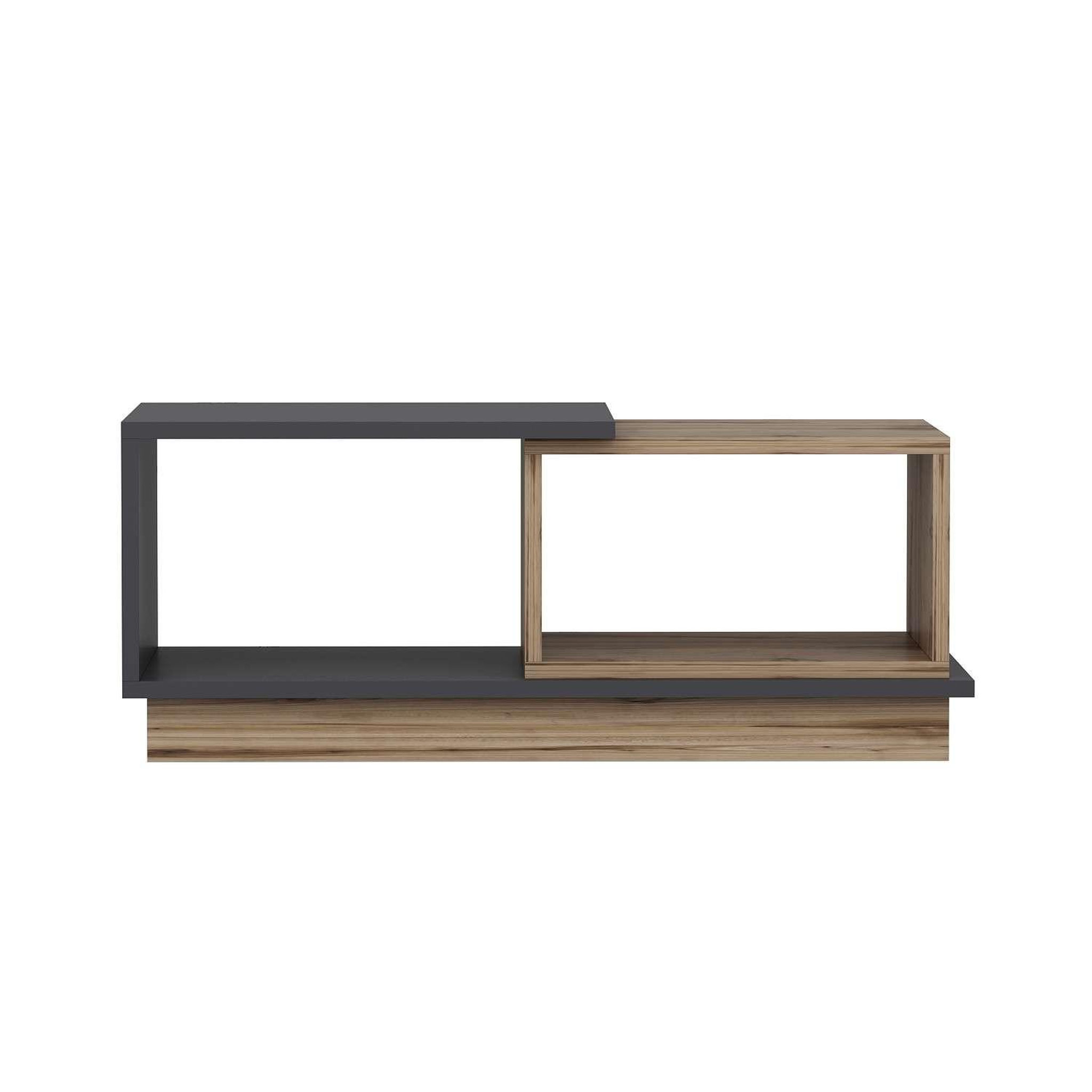 Voir la diapositive 4 : TOILINUX Table basse 2 niches zéline en bois - anthracite et beige