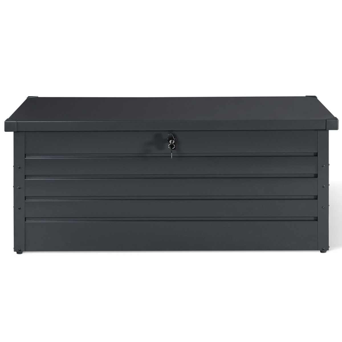ID MARKET Coffre de rangement métal verrouillable gris anthracite pour jardin 600L 165x70x63 cm
