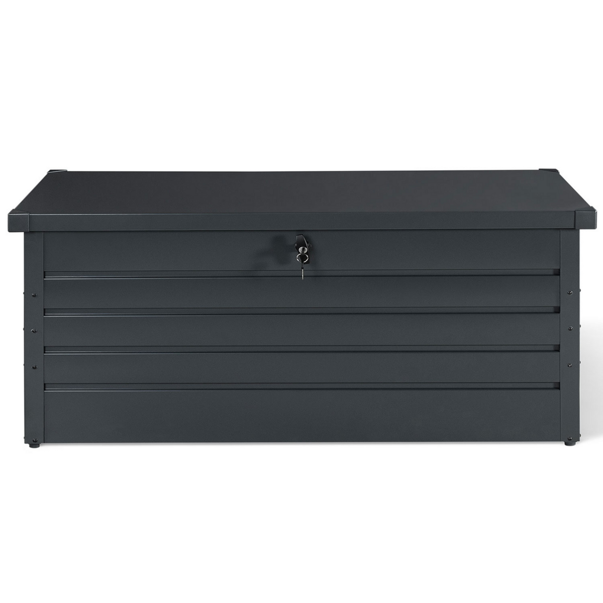 ID MARKET Coffre de rangement métal verrouillable gris anthracite pour jardin 600L 165x70x63 cm