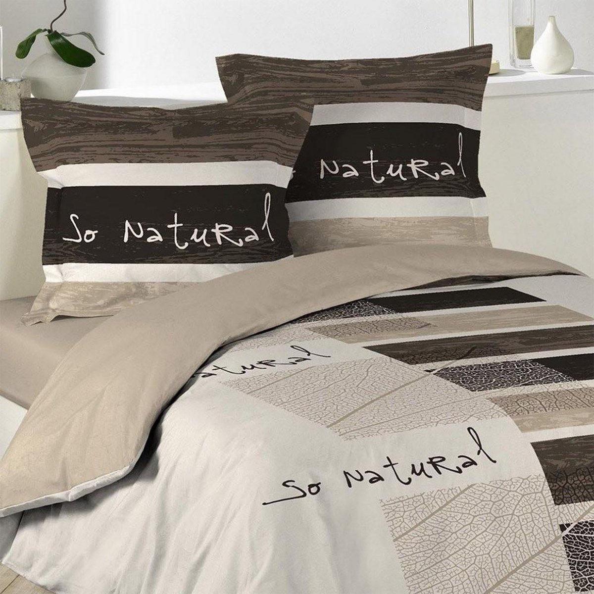 Douceur d'Intérieur Housse de couette 200x200 + 2 taies So natural coton