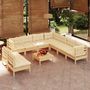 Voir la diapositive 1 : VIDAXL Salon de jardin 10 pcs avec coussins creme bois de pin massif