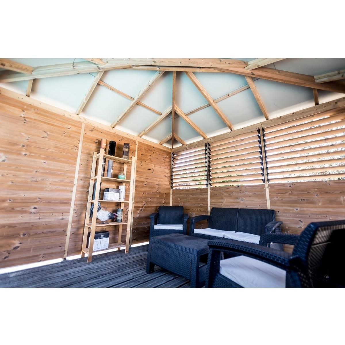 Habrita Pool house - Deux parois avec comptoirs - 14,36m² - BLUETERM