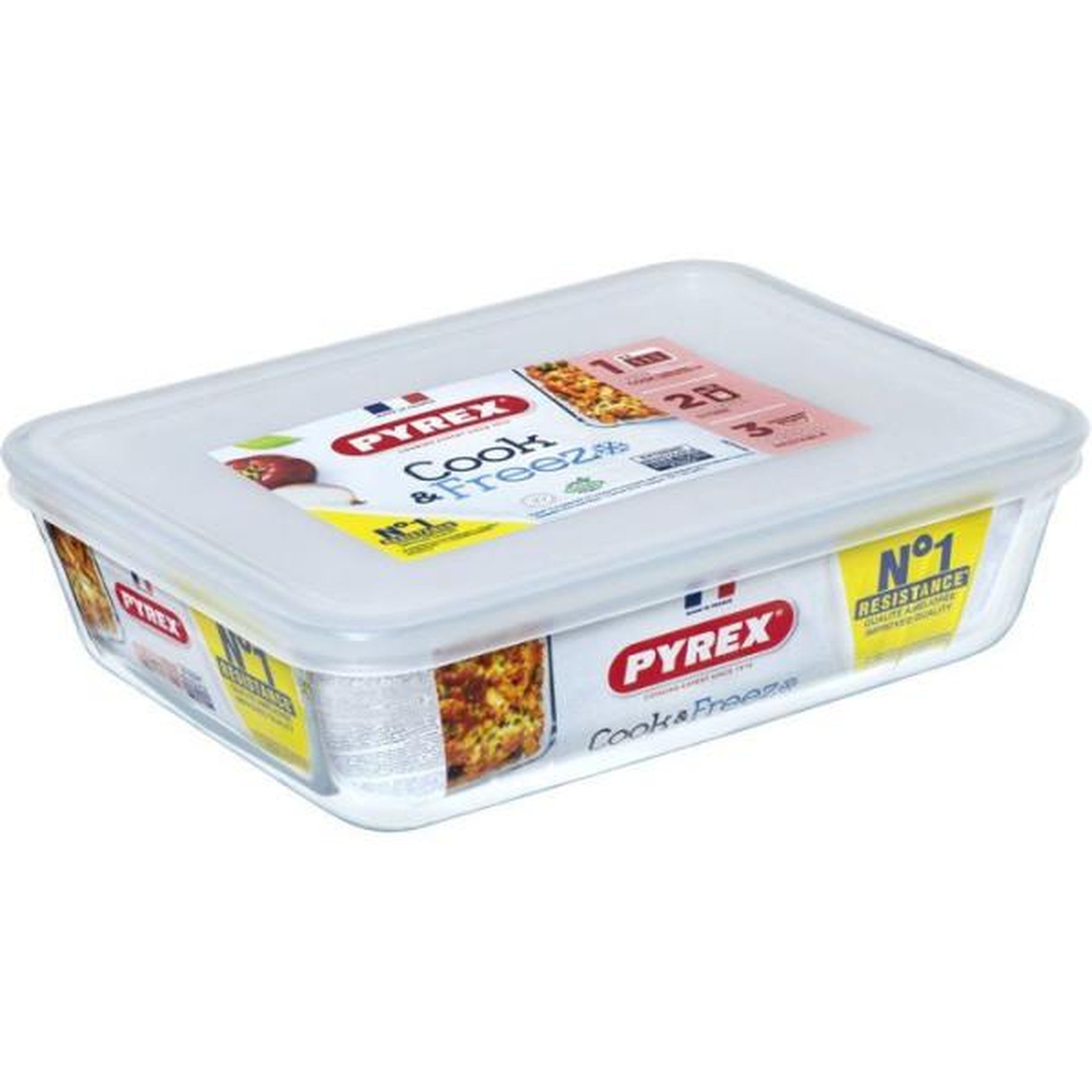 Voir la diapositive 2 : PYREX Boîtes de conservation rectangulaires - PYREX - Cook & Freez - Lot de 4 - Empilables - Verre borosilicate