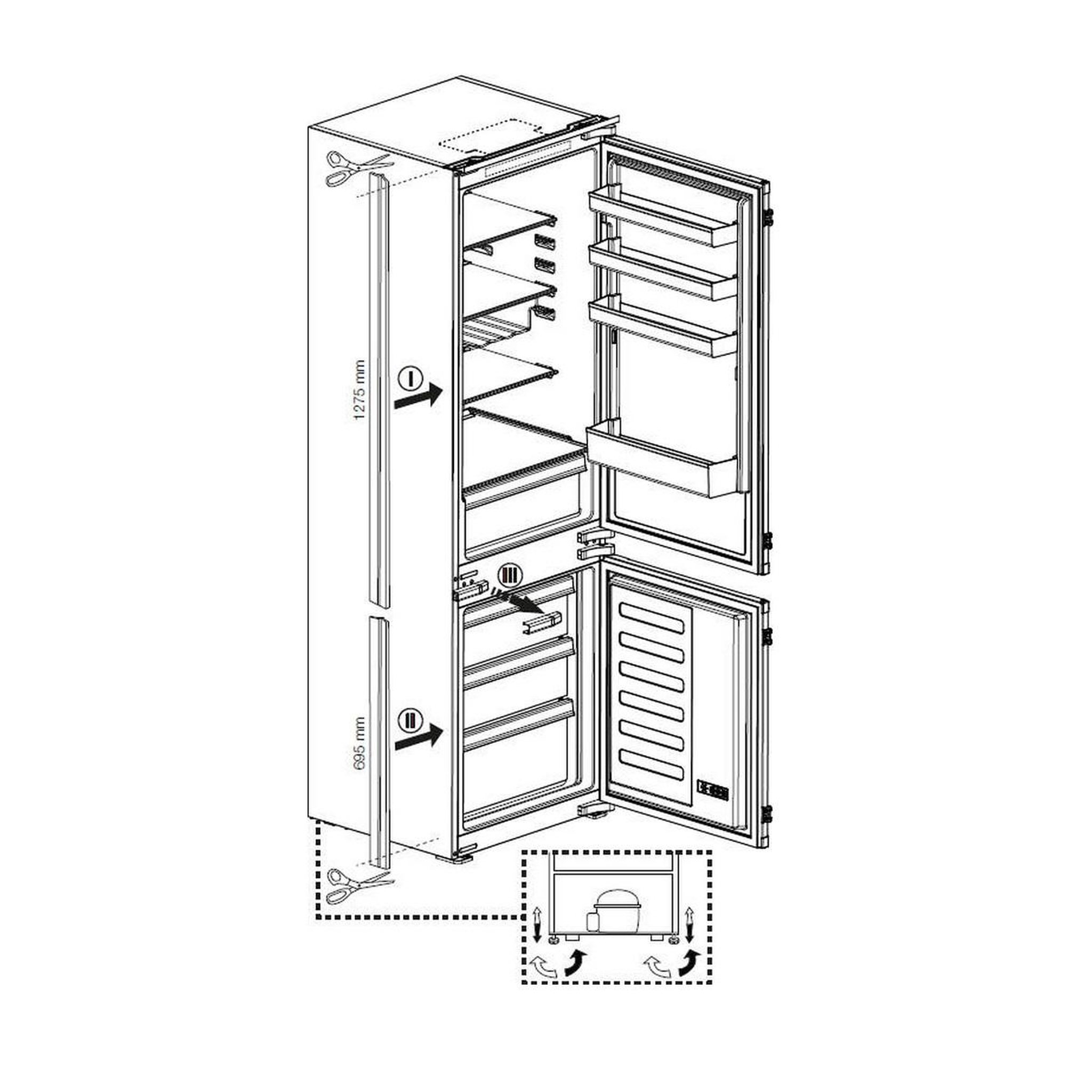 Voir la diapositive 3 : Beko Réfrigérateur combiné intégrable à glissière 289l - bcha306e4sn