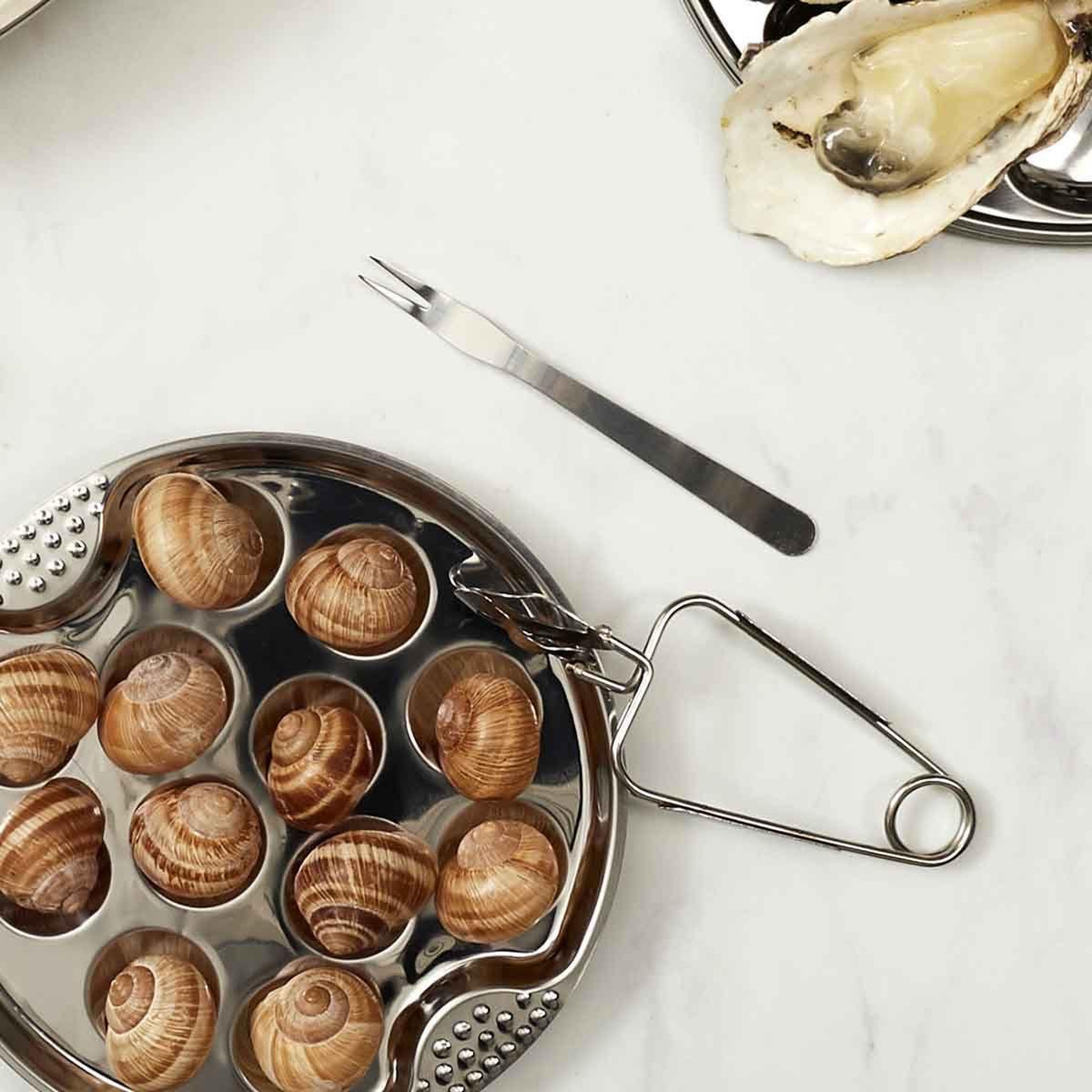 Voir la diapositive 2 : The Home Deco Factory Lot de 4 fourchettes à escargot  métal  13cm argent