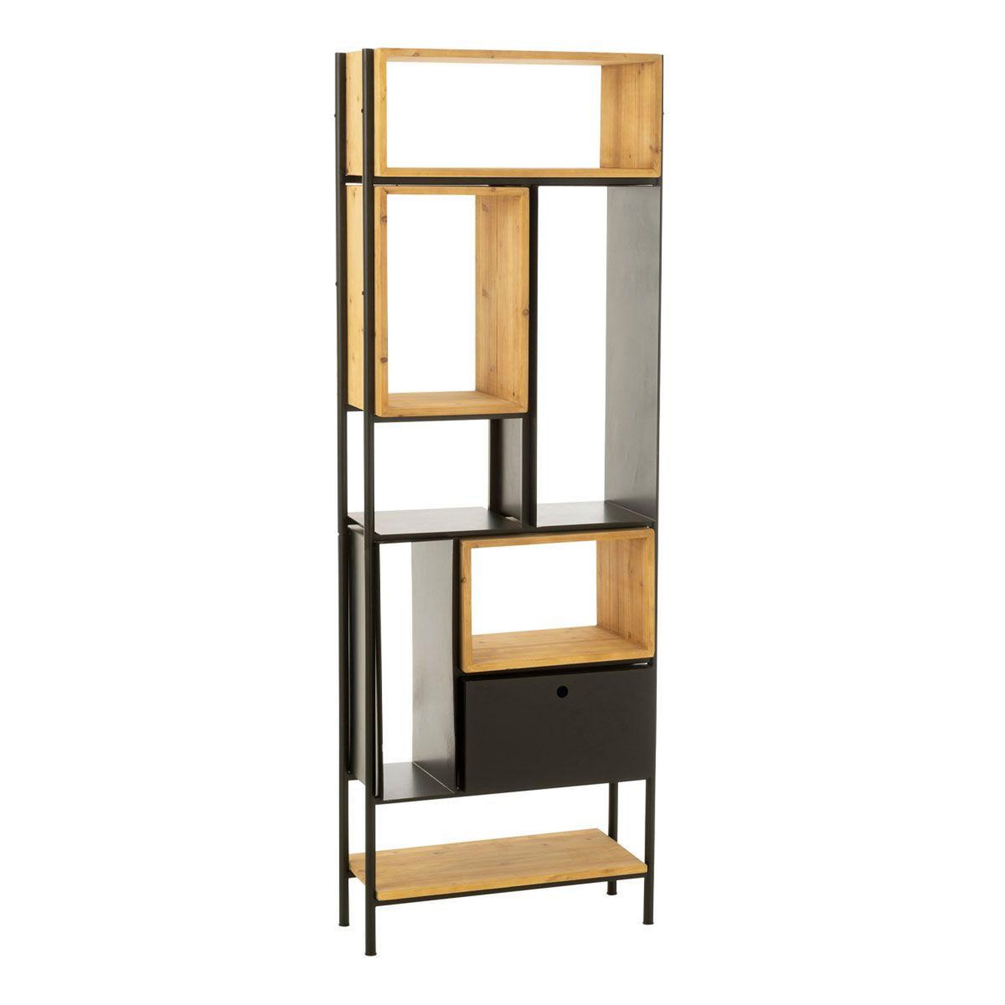 J-LINE Étagère en Bois  Tina  65cm Noir & Naturel