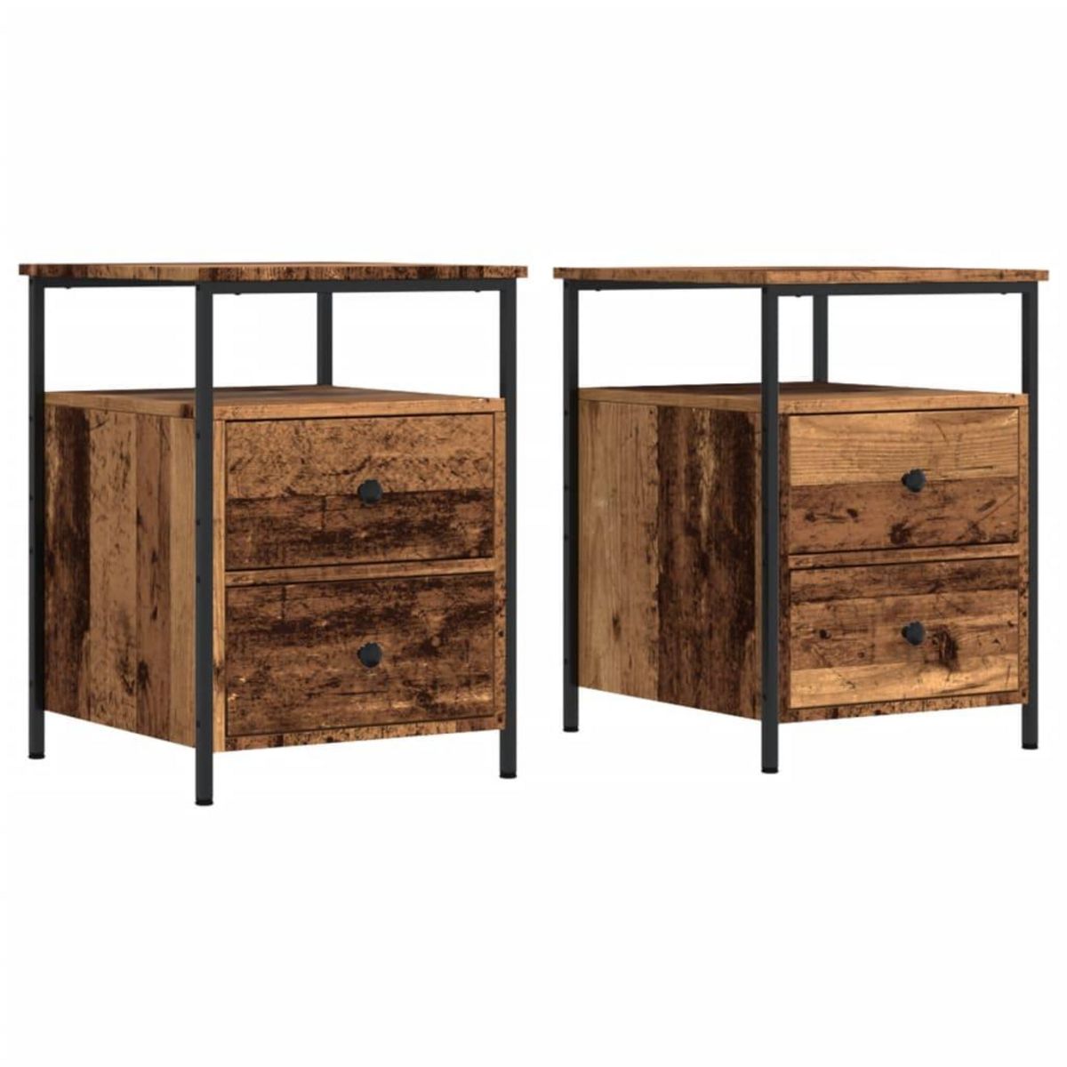VIDAXL Tables de chevet 2 pcs vieux bois 44x45x60 cm bois d'ingenierie
