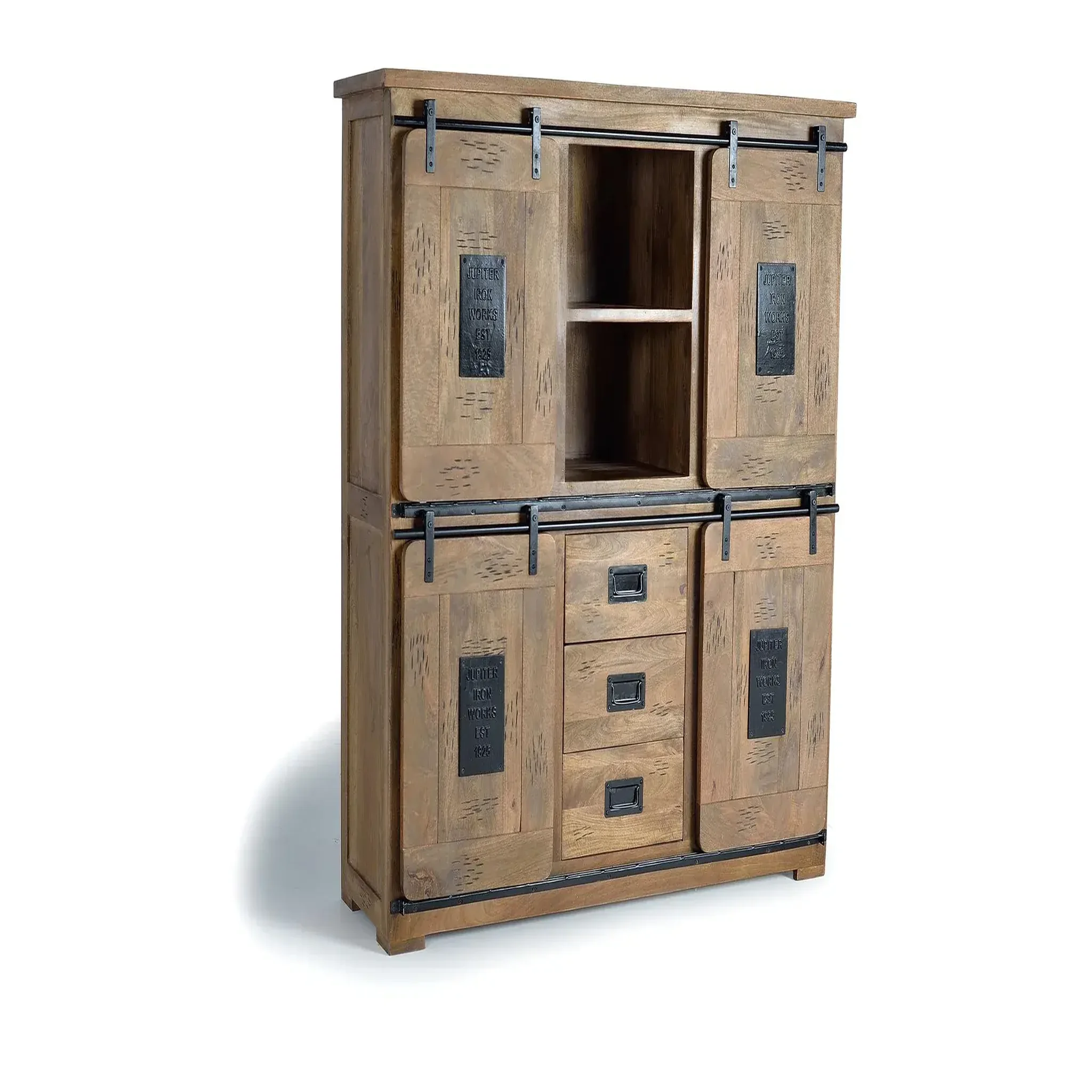 Voir la diapositive 3 : GINER Y COLOMER SL Vaisselier en bois de manguier 150 cm style industriel