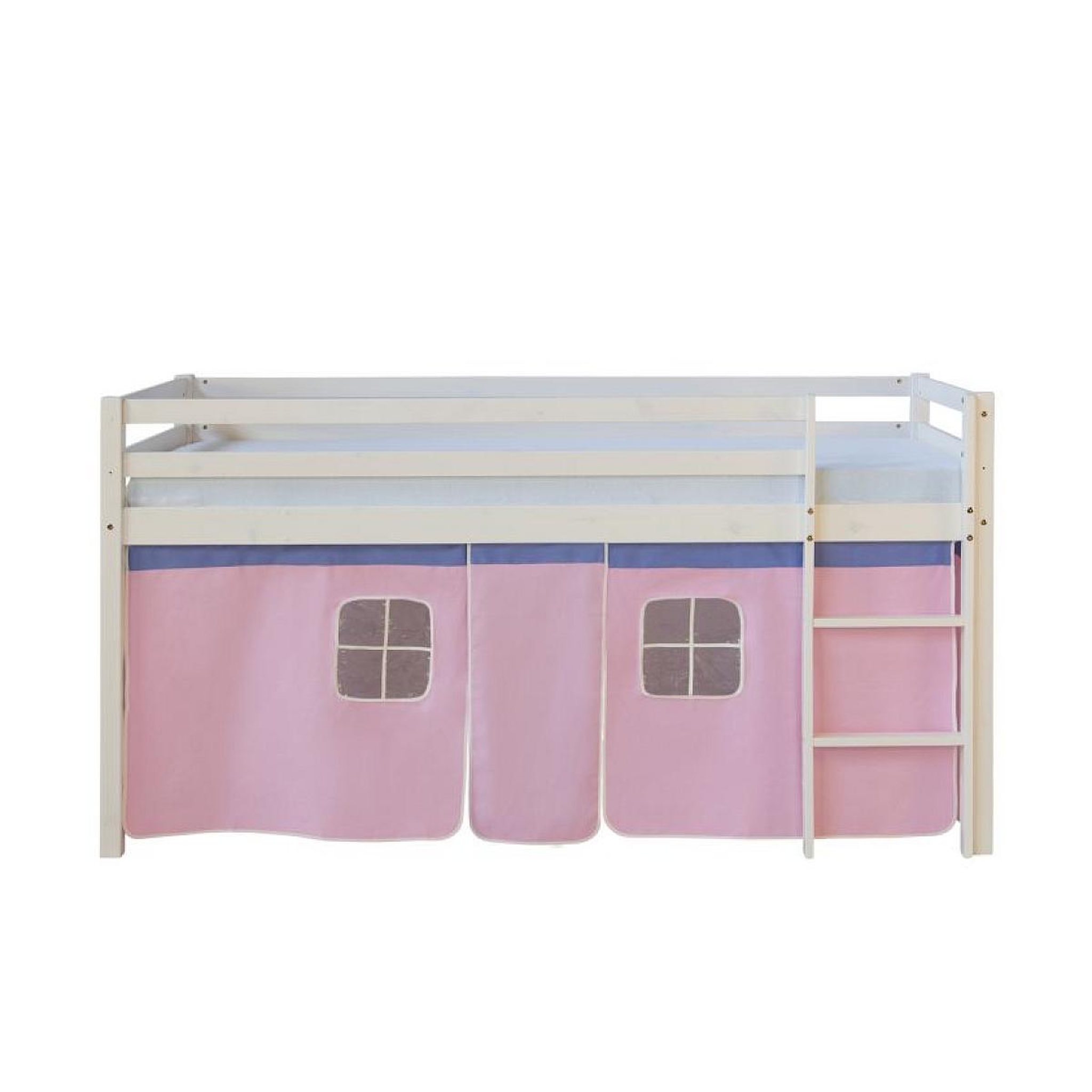 Voir la diapositive 4 : HomeStyle4U Lit mi-hauteur avec rideaux rose pale
