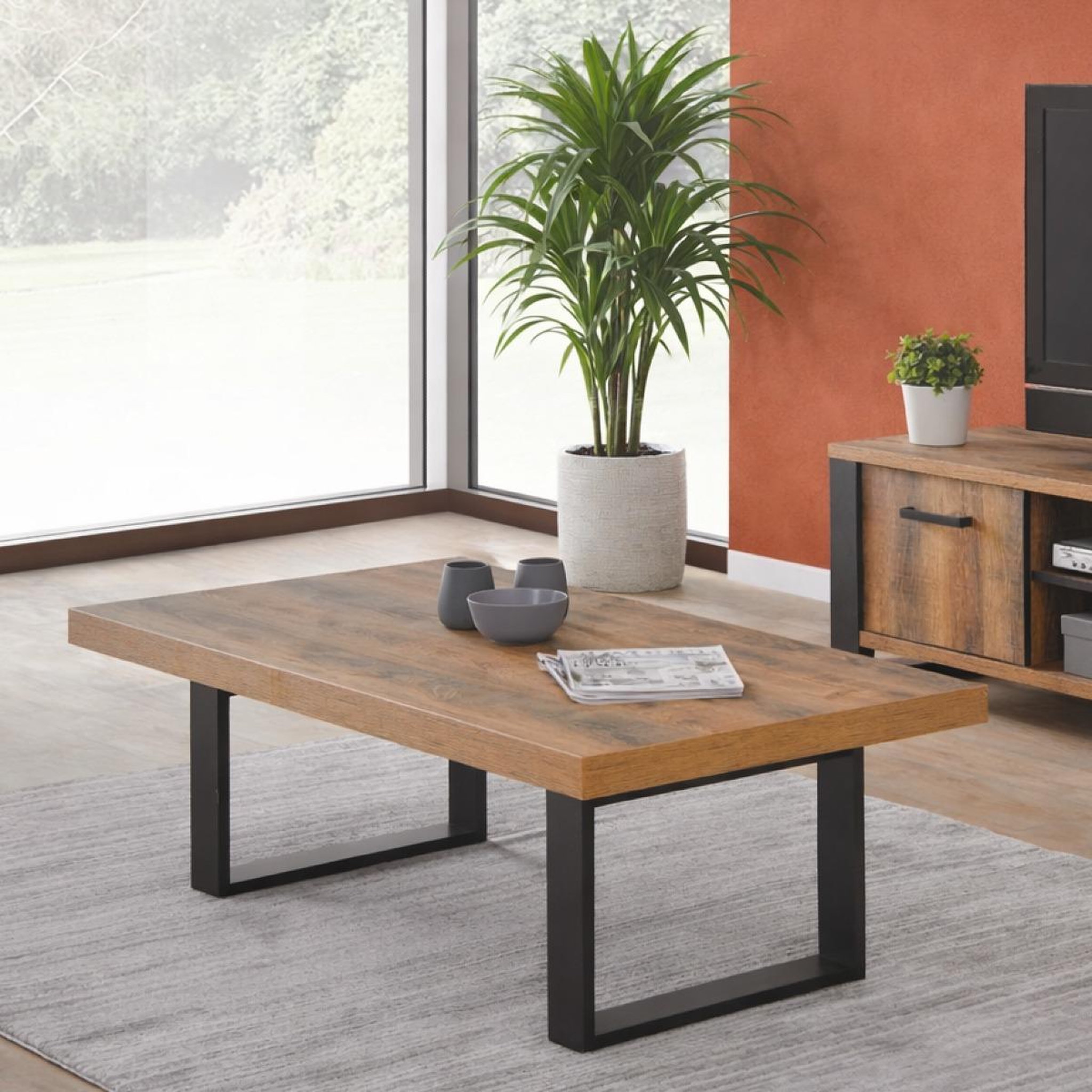 Voir la diapositive 2 : JLC KREATION Table basse rectangulaire en bois avec pieds x mona