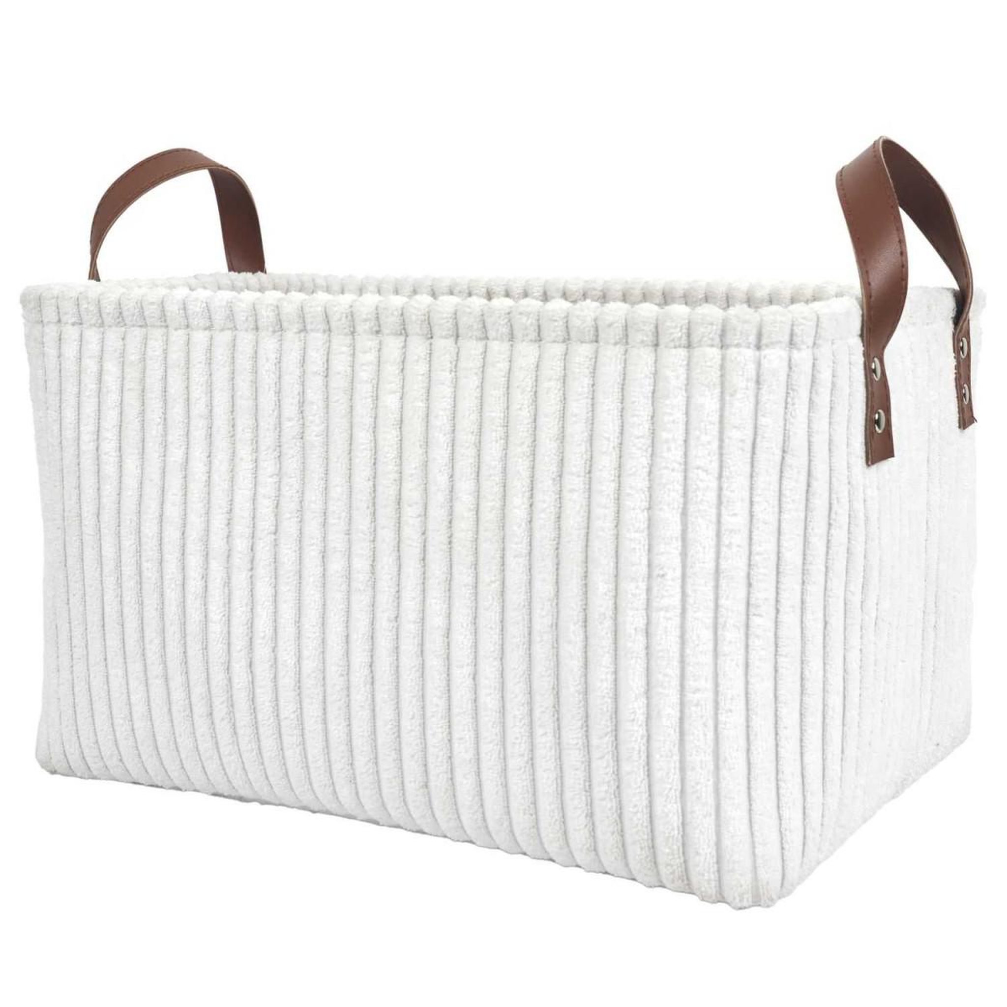 Voir la diapositive 2 : The Home Deco Factory Lot de 3 paniers de rangement  velours côtelé  36cm blanc