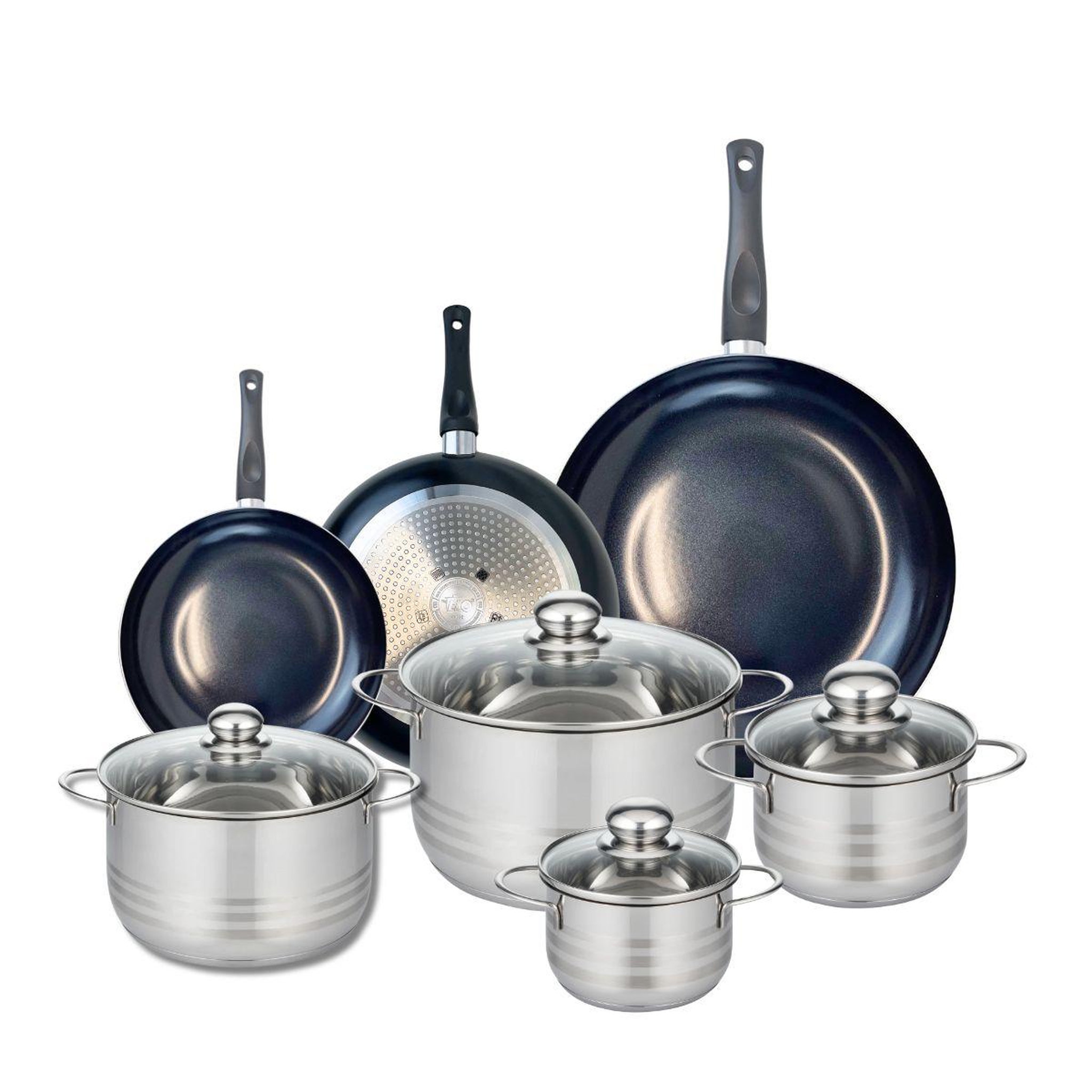 ELO Ensemble de 3 Poêles de cuisson 20, 24 et 32 cm et 4 faitouts 12, 16, 20 et 24 cm Elo Prima Brillant