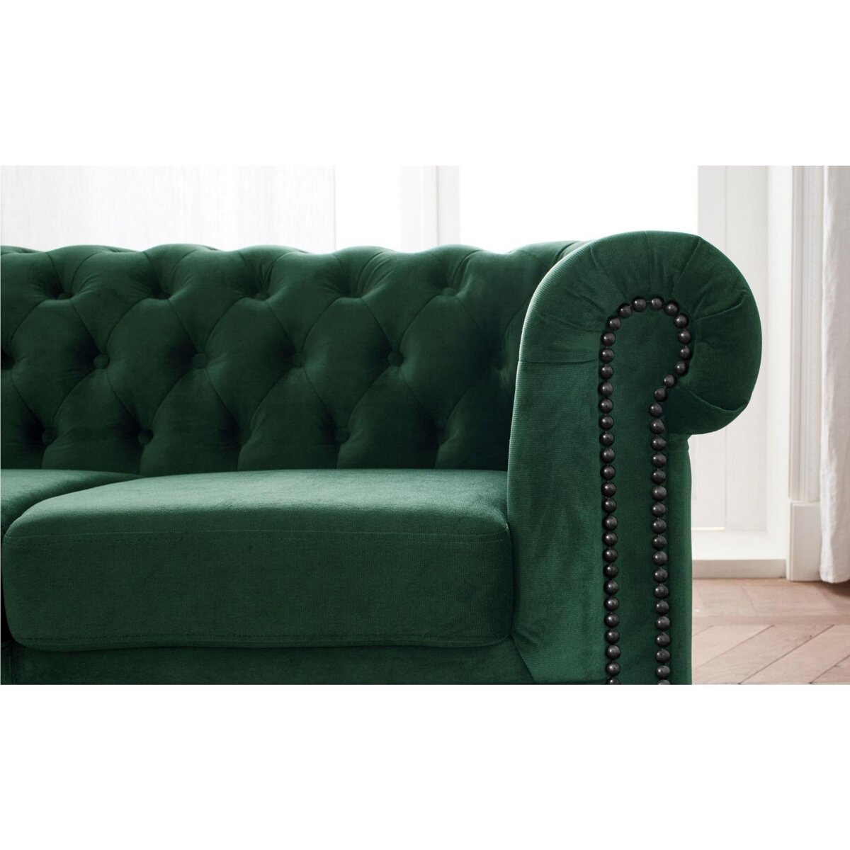 LISA DESIGN William - canapé chesterfield d'angle gauche - 4 places - en velours