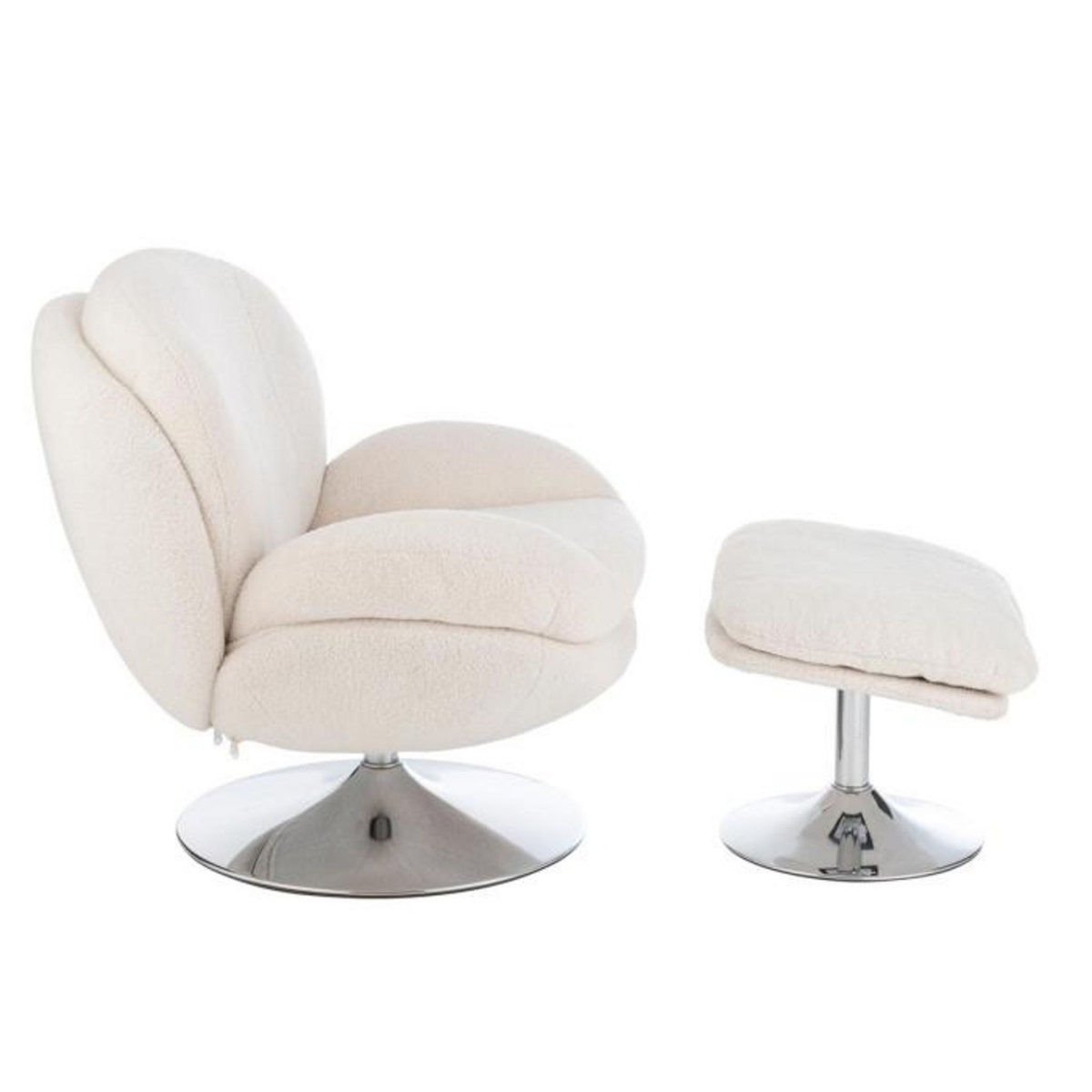 Paris Prix Fauteuil Relax & Repose-Pieds  Frosted  88cm Crème