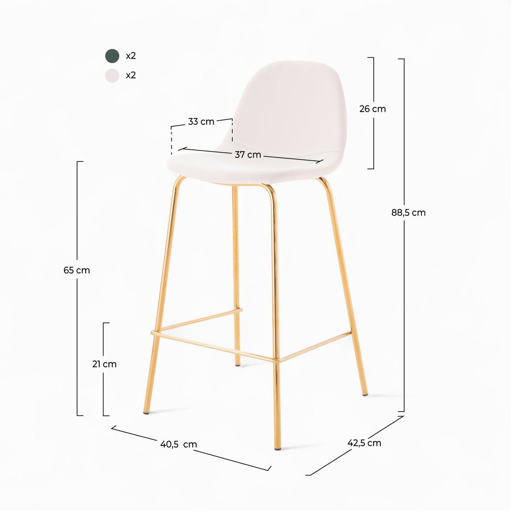 Voir la diapositive 4 : MAISON PAVANE Pack 4 chaises pour îlot central blanches et vertes 65 cm-henrik